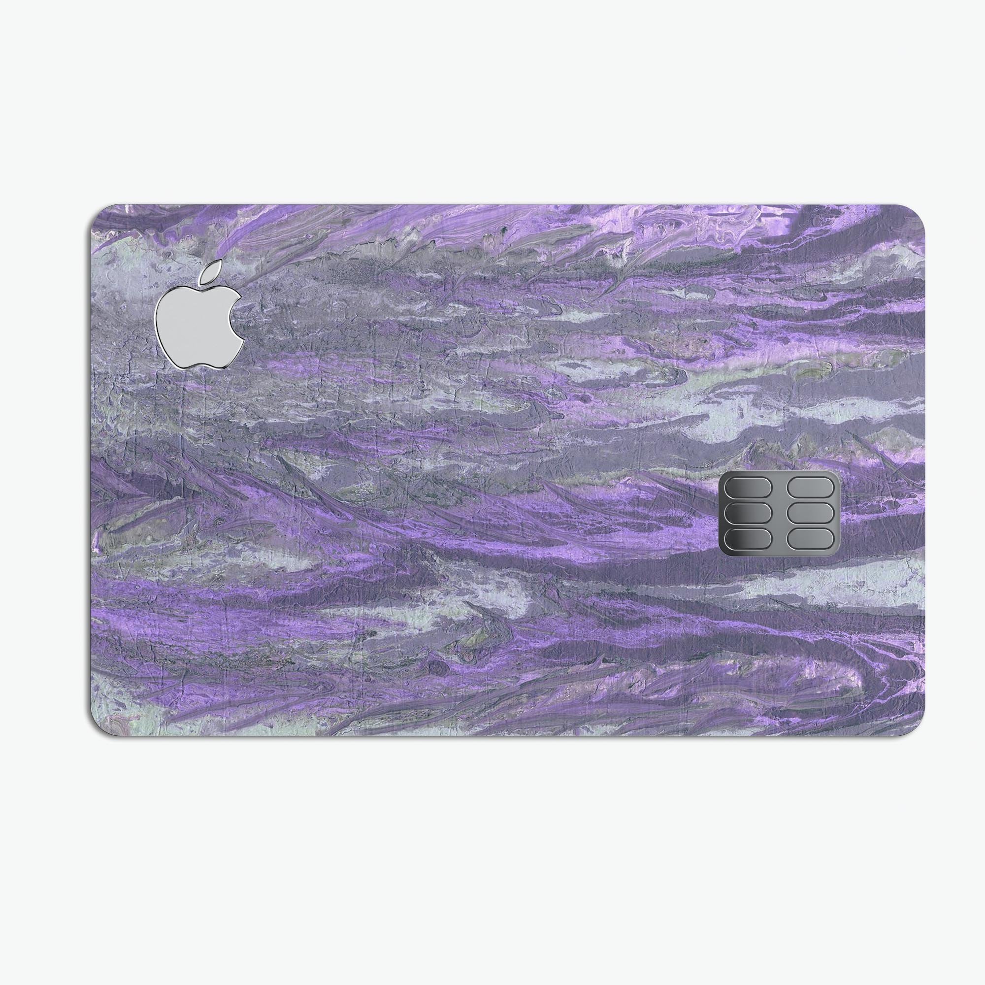 Abstract Wet Paint Purple v3 decal skin for Apple Card, showcasing vibrant colors and premium vinyl material.