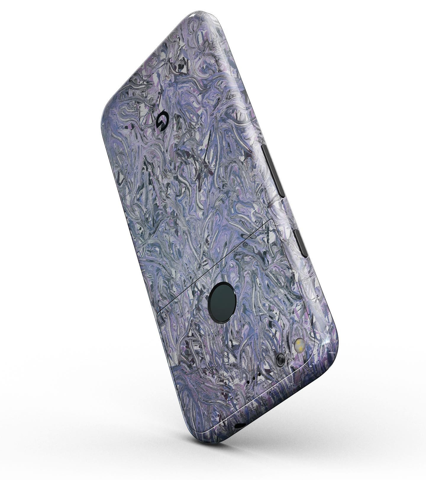 Abstract Wet Paint Purples v3 Full-Body Skin Kit for Google Pixel, showcasing vibrant colors and precision fit design.