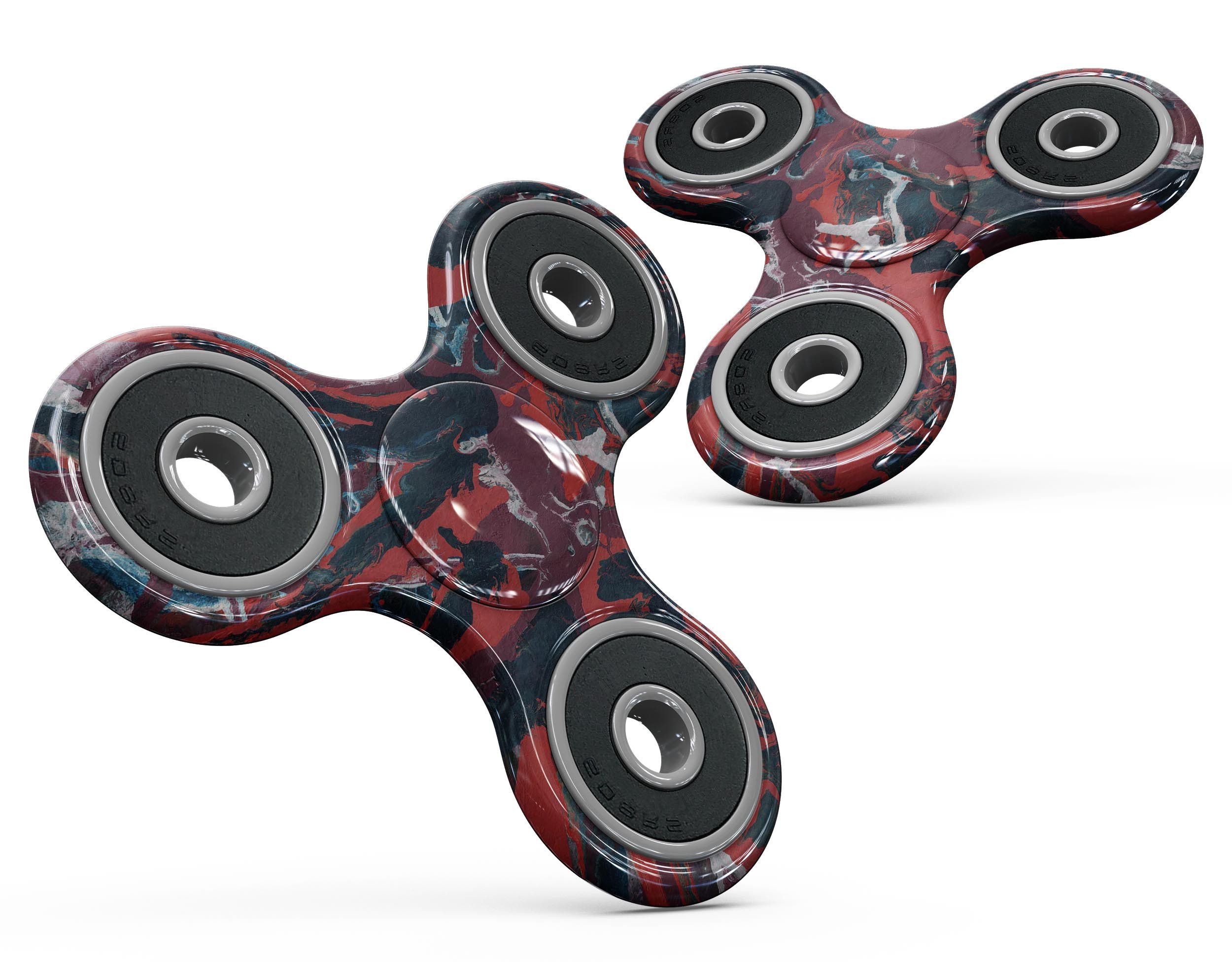Abstract Wet Paint Red v95 Full-Body Fidget Spinner Skin-Kit showcasing vibrant red abstract design on premium vinyl.