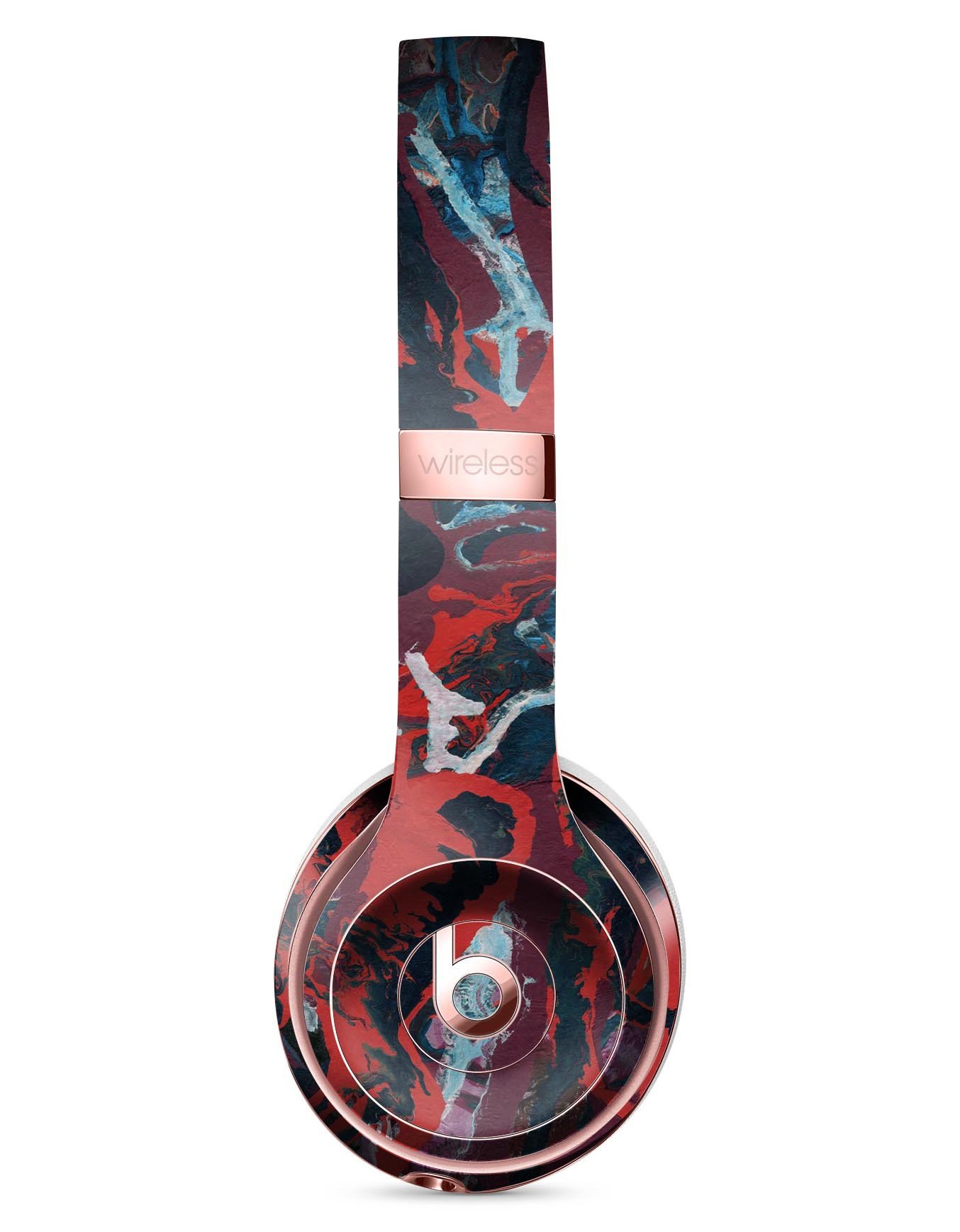 Abstract Wet Paint Red v95 Full-Body Skin Kit for Beats by Dre Solo 3 Wireless Headphones, showcasing vibrant design and premium vinyl material.