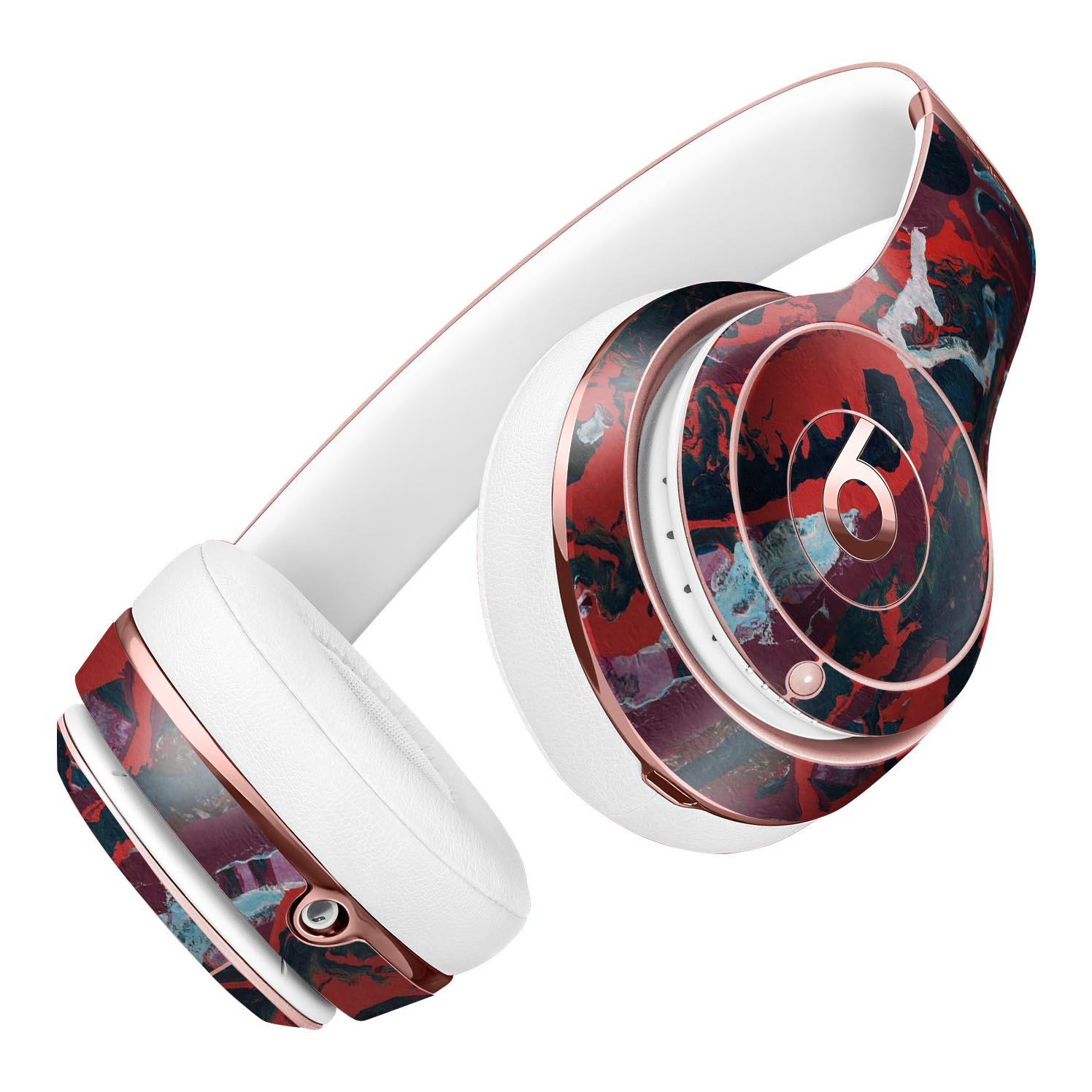 Abstract Wet Paint Red v95 Full-Body Skin Kit for Beats by Dre Solo 3 Wireless Headphones, showcasing vibrant design and premium vinyl material.