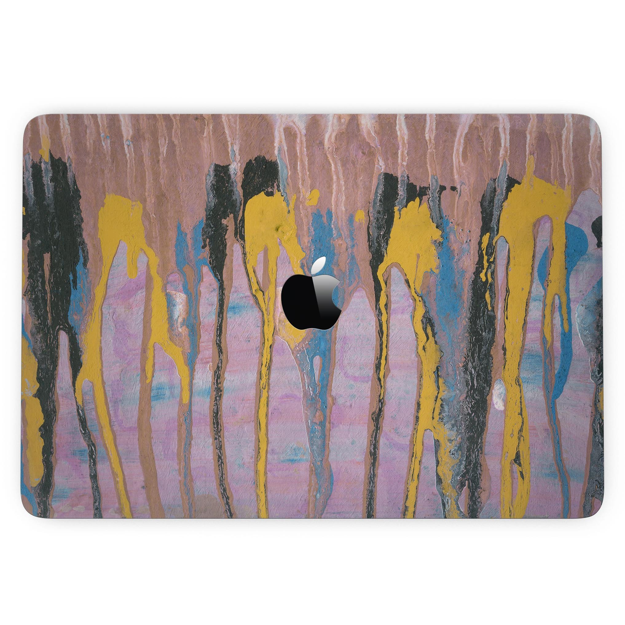 Abstract Wet Paint Retro Pink skin for 13" MacBook Pro without Touch Bar, showcasing vibrant colors and stylish design.