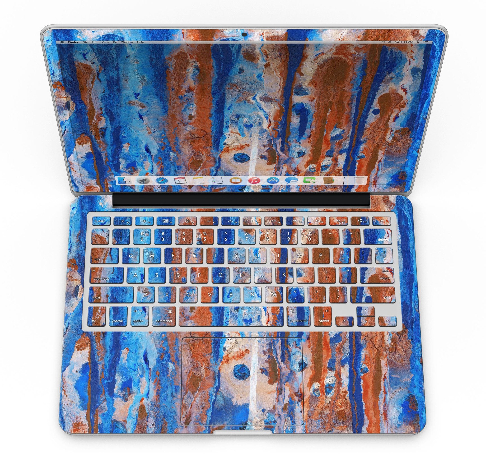 Abstract Wet Paint Rustic Blue skin for MacBook Pro with Retina Display, showcasing a stylish design that protects the device.