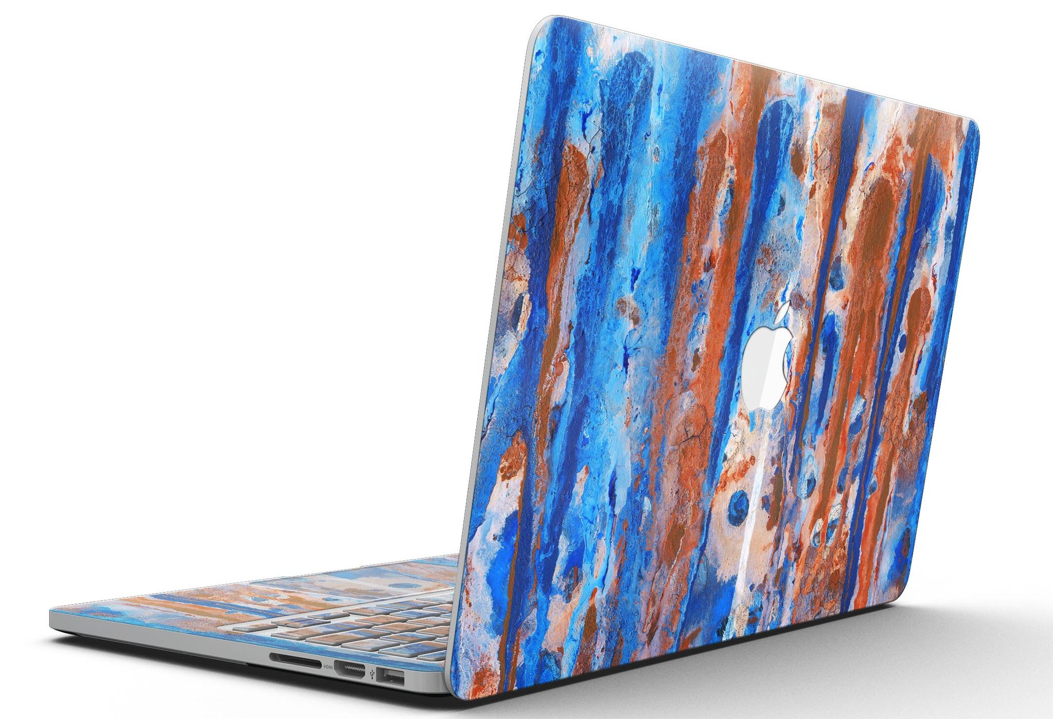 Abstract Wet Paint Rustic Blue skin for MacBook Pro with Retina Display, showcasing a stylish design that protects the device.