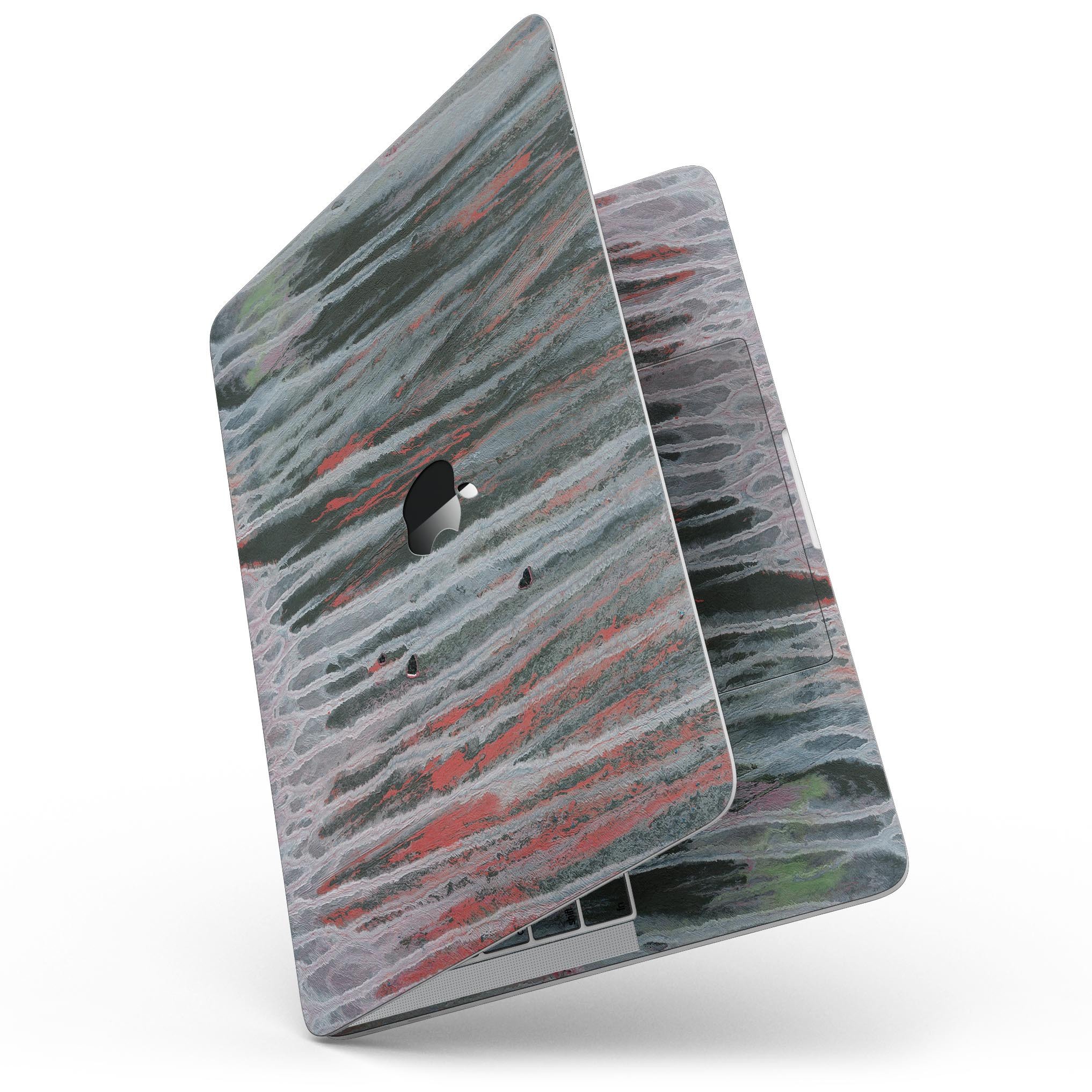 Abstract Wet Paint Smoke Red skin for 13" MacBook Pro without Touch Bar, showcasing vibrant colors and sleek design.