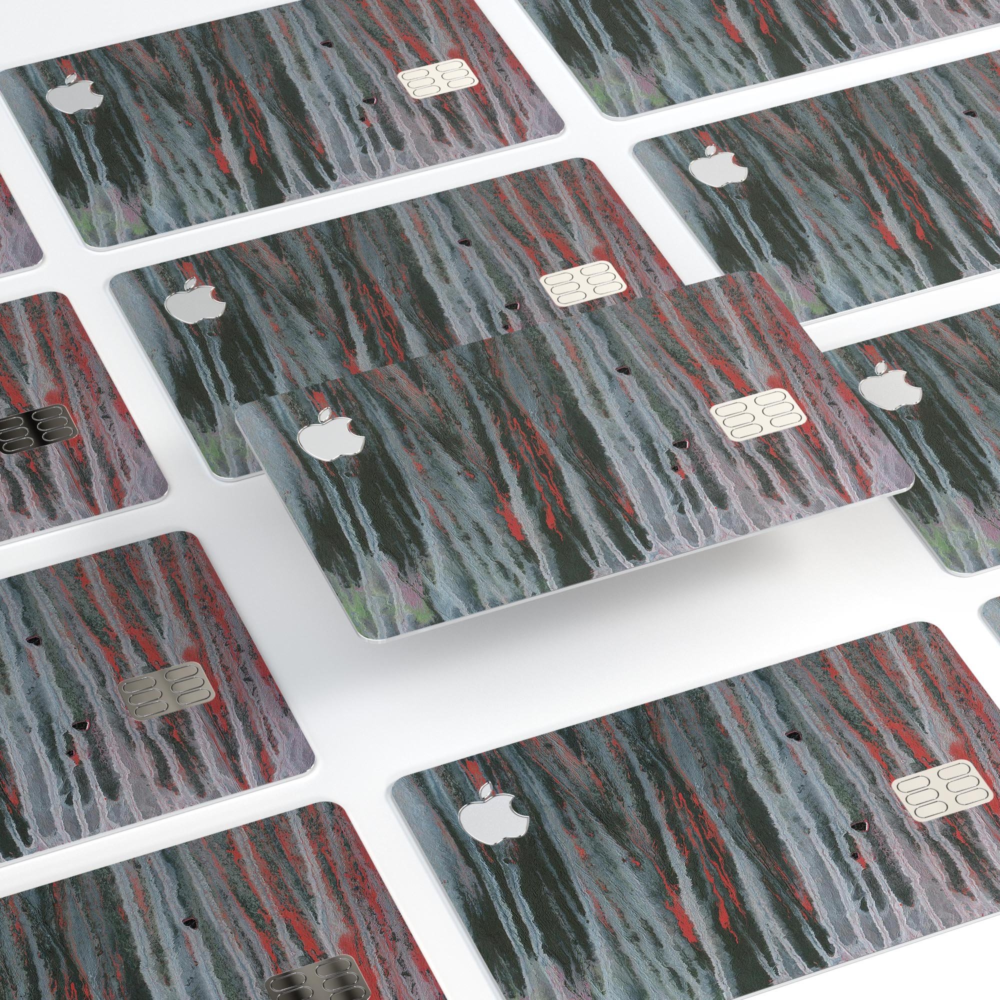 Abstract Wet Paint Smoke Red decal skin for Apple Card, showcasing vibrant colors and premium vinyl material.