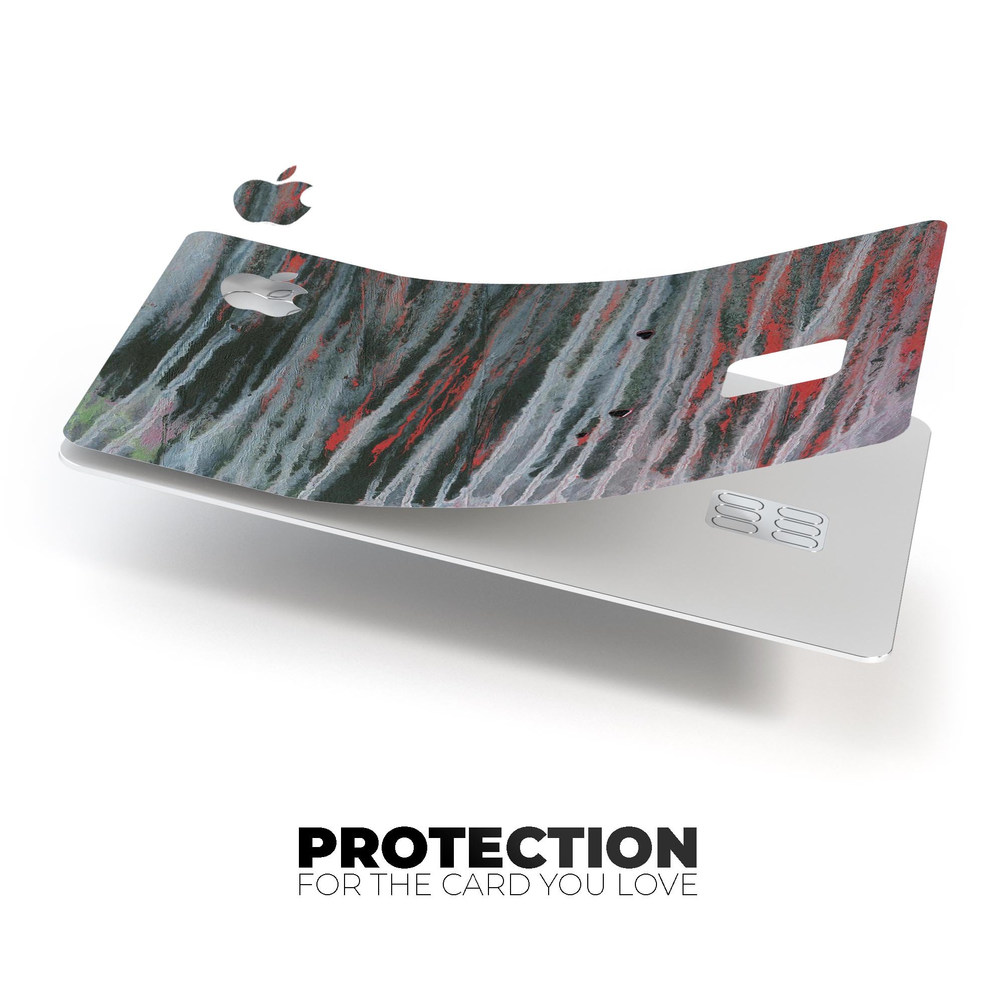 Abstract Wet Paint Smoke Red decal skin for Apple Card, showcasing vibrant colors and premium vinyl material.