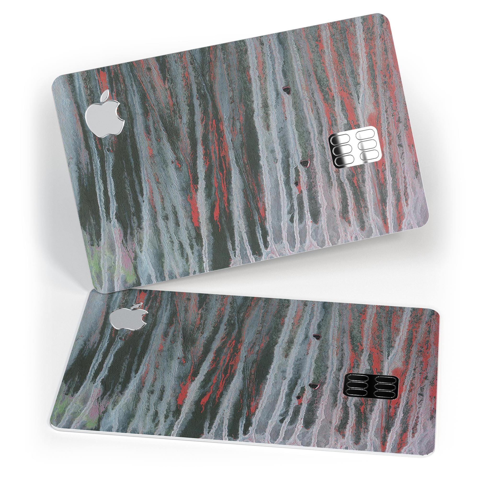 Abstract Wet Paint Smoke Red decal skin for Apple Card, showcasing vibrant colors and premium vinyl material.