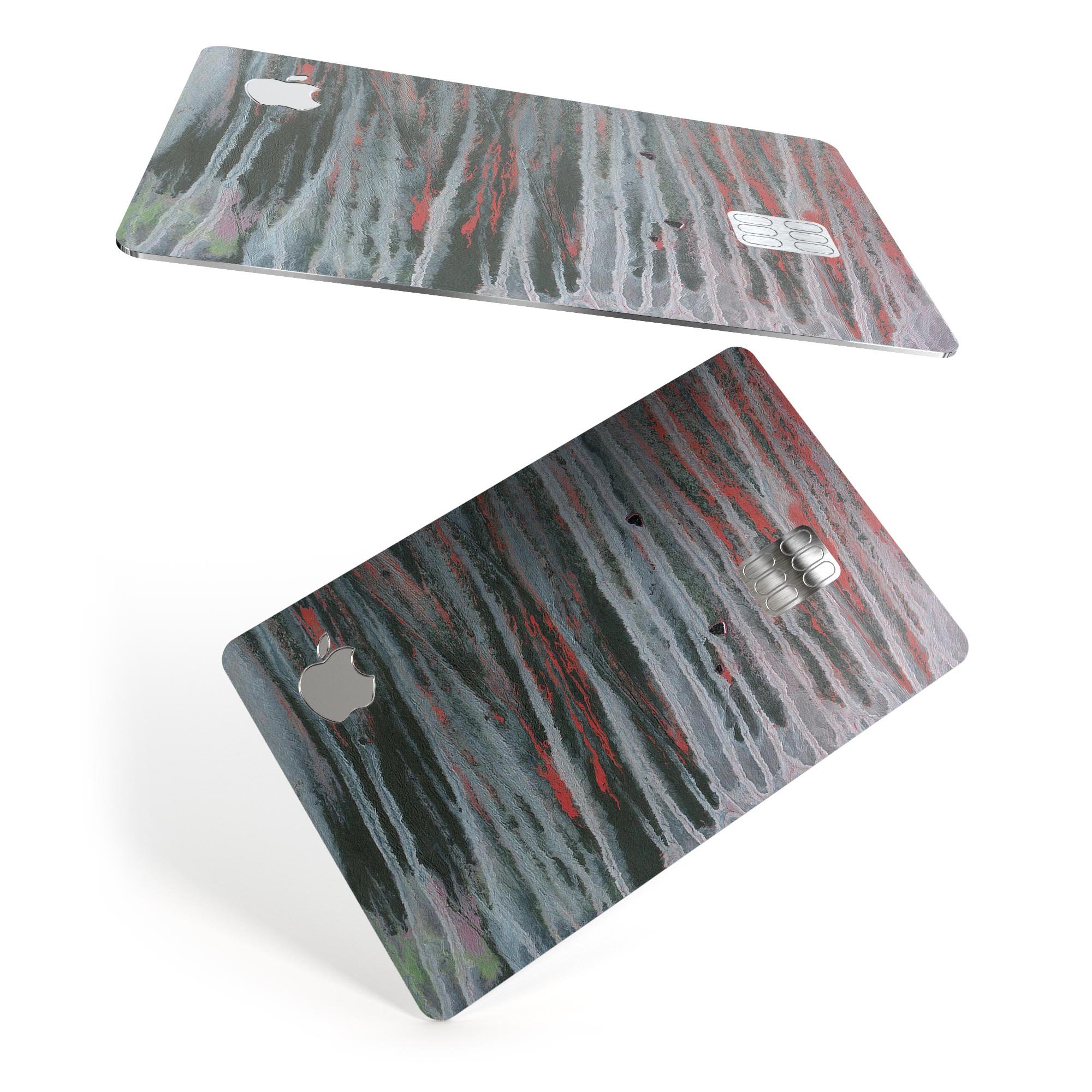 Abstract Wet Paint Smoke Red decal skin for Apple Card, showcasing vibrant colors and premium vinyl material.