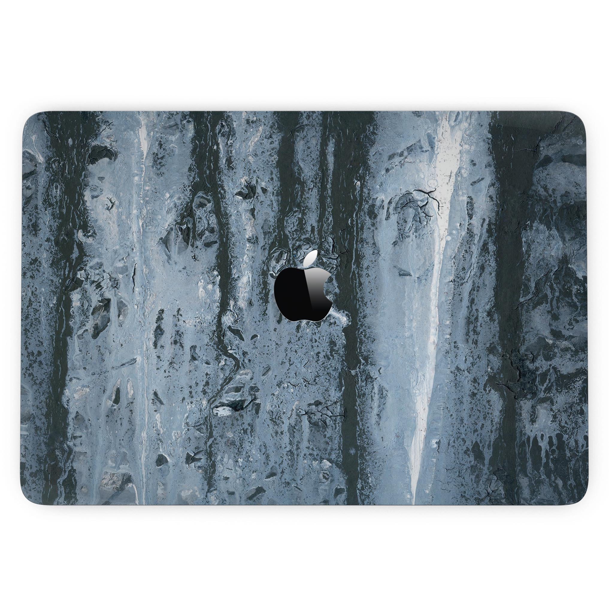 Abstract Wet Paint Soft Blue skin for MacBook Pro with Touch Bar, showcasing vibrant colors and a sleek design.