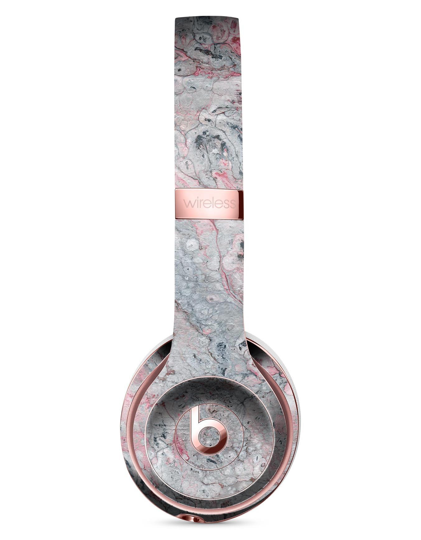 Abstract Wet Paint Skin Kit in subtle pink and gray for Beats by Dre Solo 3 Wireless Headphones, showcasing its stylish design and protective features.