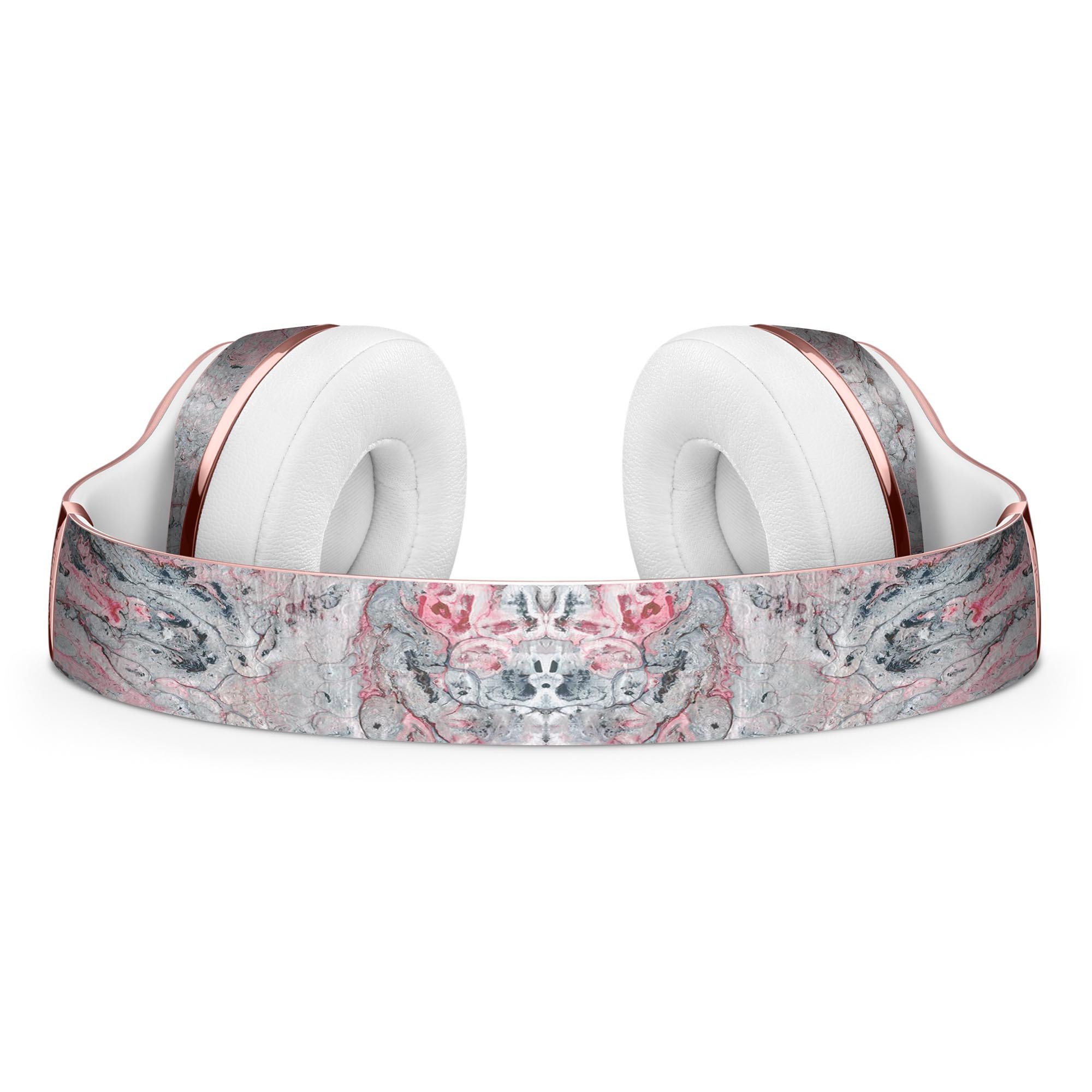 Abstract Wet Paint Skin Kit in subtle pink and gray for Beats by Dre Solo 3 Wireless Headphones, showcasing its stylish design and protective features.