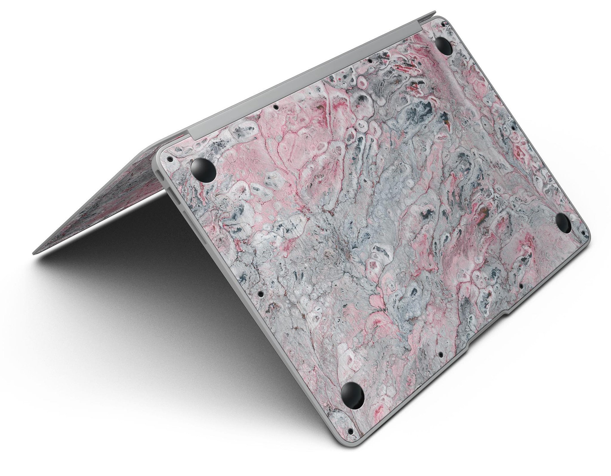 Abstract Wet Paint Skin Kit for MacBook Air in subtle pink and gray, showcasing a stylish design that protects the device.