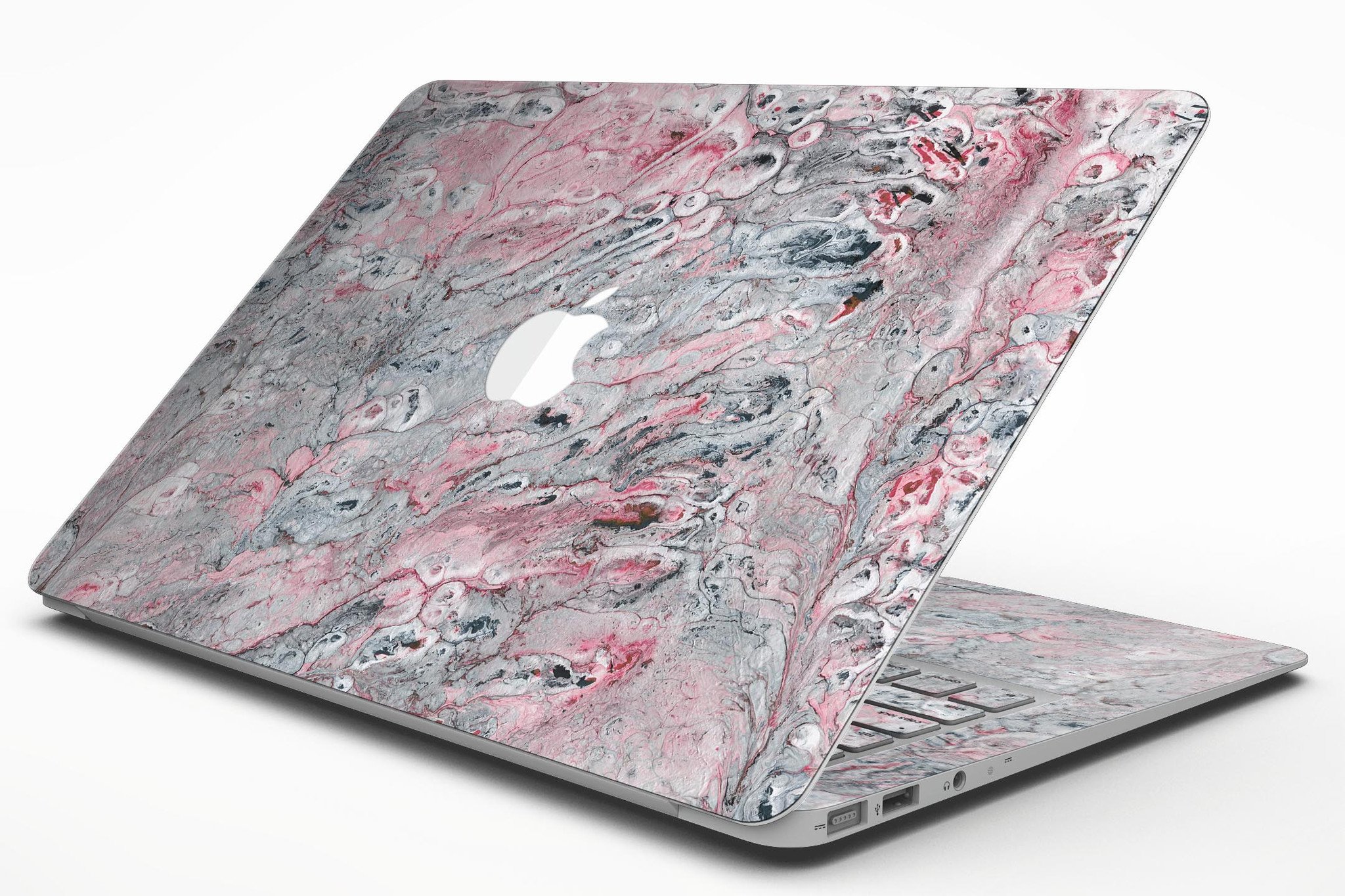 Abstract Wet Paint Skin Kit for MacBook Air in subtle pink and gray, showcasing a stylish design that protects the device.