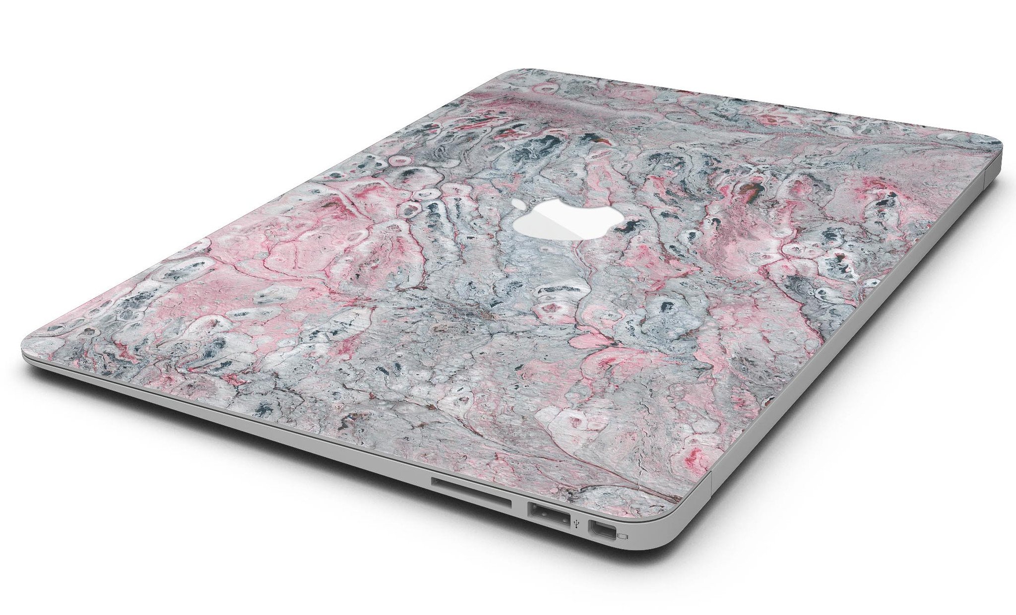 Abstract Wet Paint Skin Kit for MacBook Air in subtle pink and gray, showcasing a stylish design that protects the device.