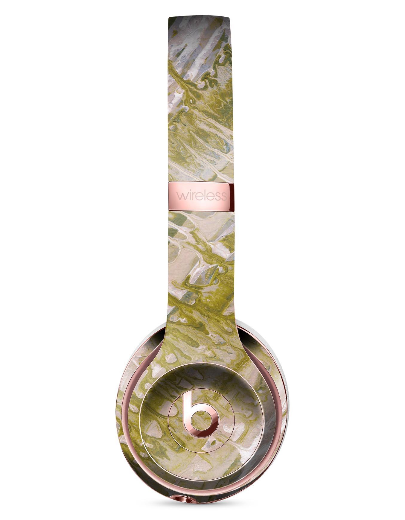 Abstract Wet Paint Subtle Pink Gold Skin Kit for Beats by Dre Solo 3 Wireless Headphones, showcasing a stylish design and premium quality.