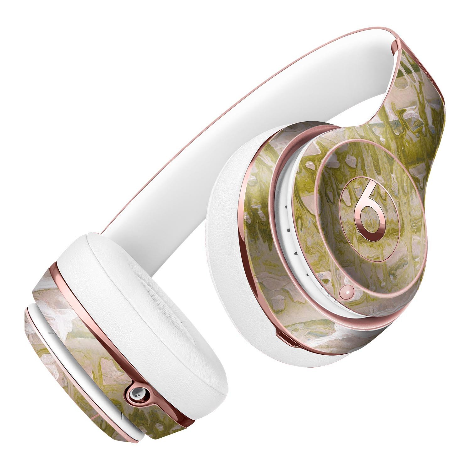 Abstract Wet Paint Subtle Pink Gold Skin Kit for Beats by Dre Solo 3 Wireless Headphones, showcasing a stylish design and premium quality.