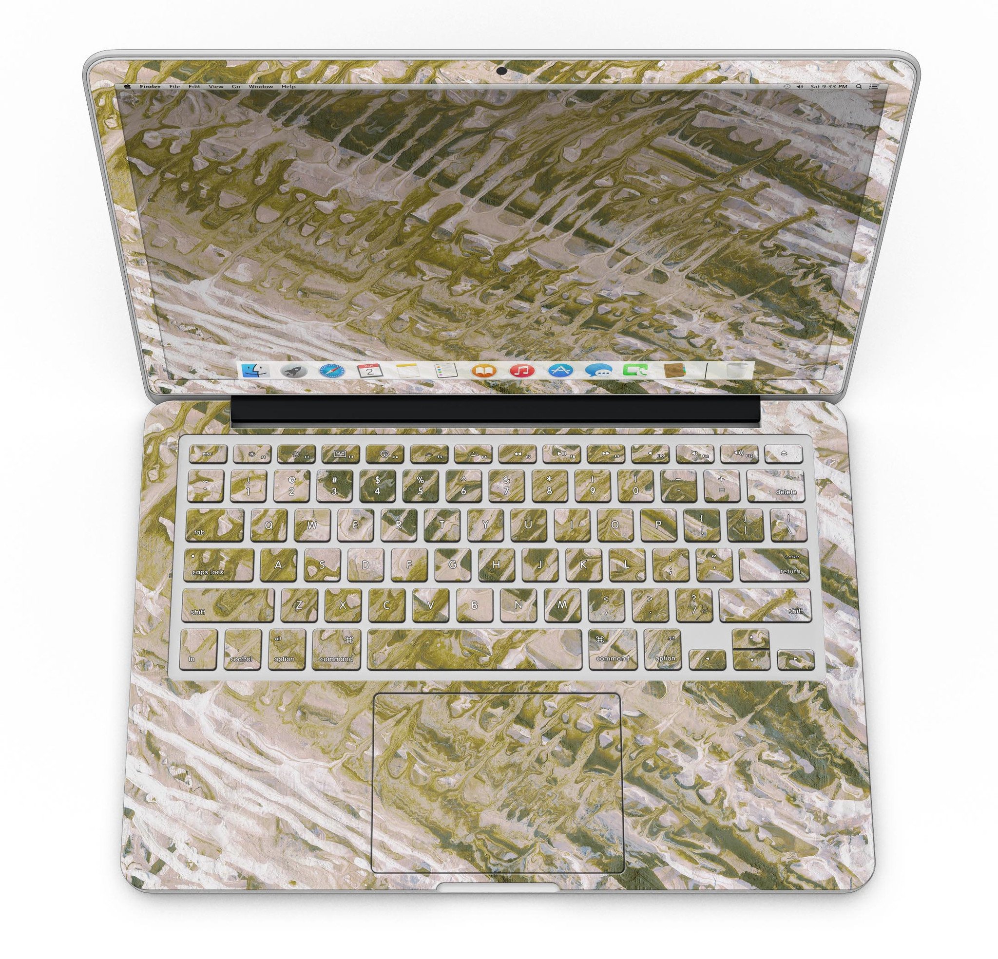 Abstract Wet Paint Subtle Pink Gold skin for MacBook Pro with Retina Display, showcasing a stylish design that protects the device.