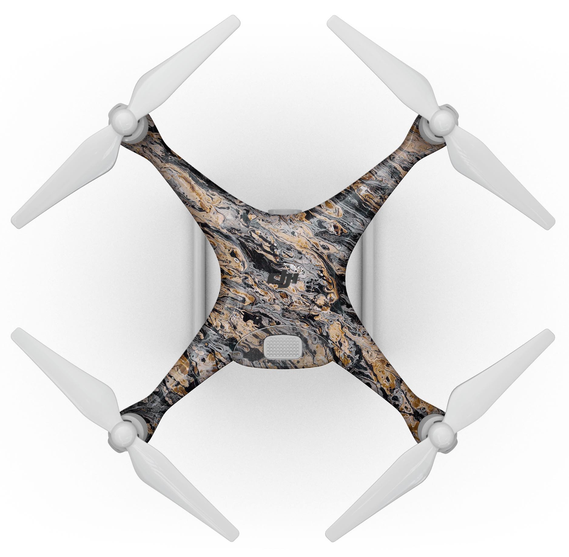 Abstract Wet Paint v6 Full-Body Skin Kit for DJI Phantom 4 Drone, showcasing ultra-gloss and soft-matte finish options.