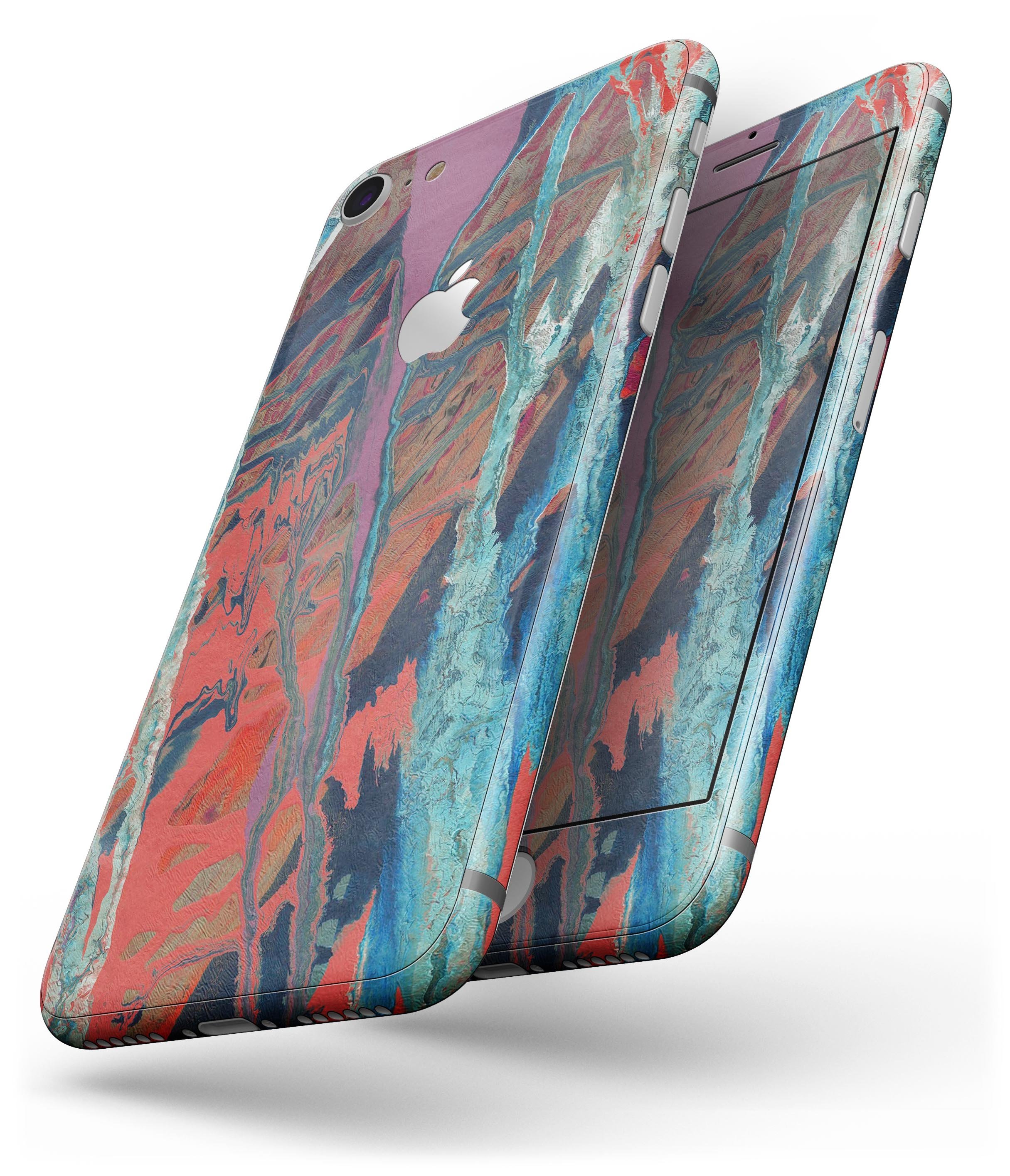 Abstract Wet Paint v92 skin for iPhone 8 or 8 Plus, showcasing vibrant colors and unique abstract design.