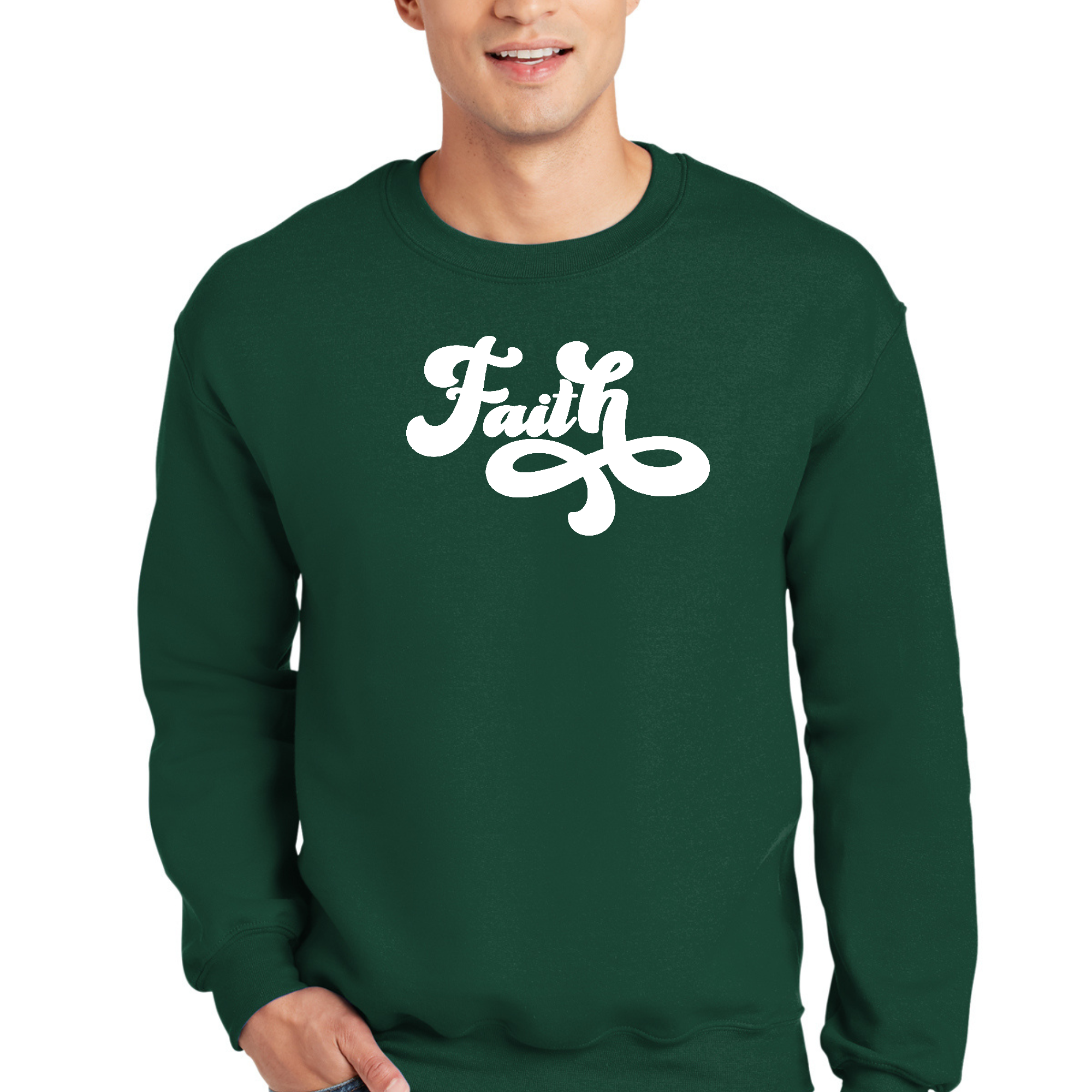 Adult unisex long sleeve sweatshirt featuring the graphic 'Now Is Faith' in a stylish design, perfect for casual wear.