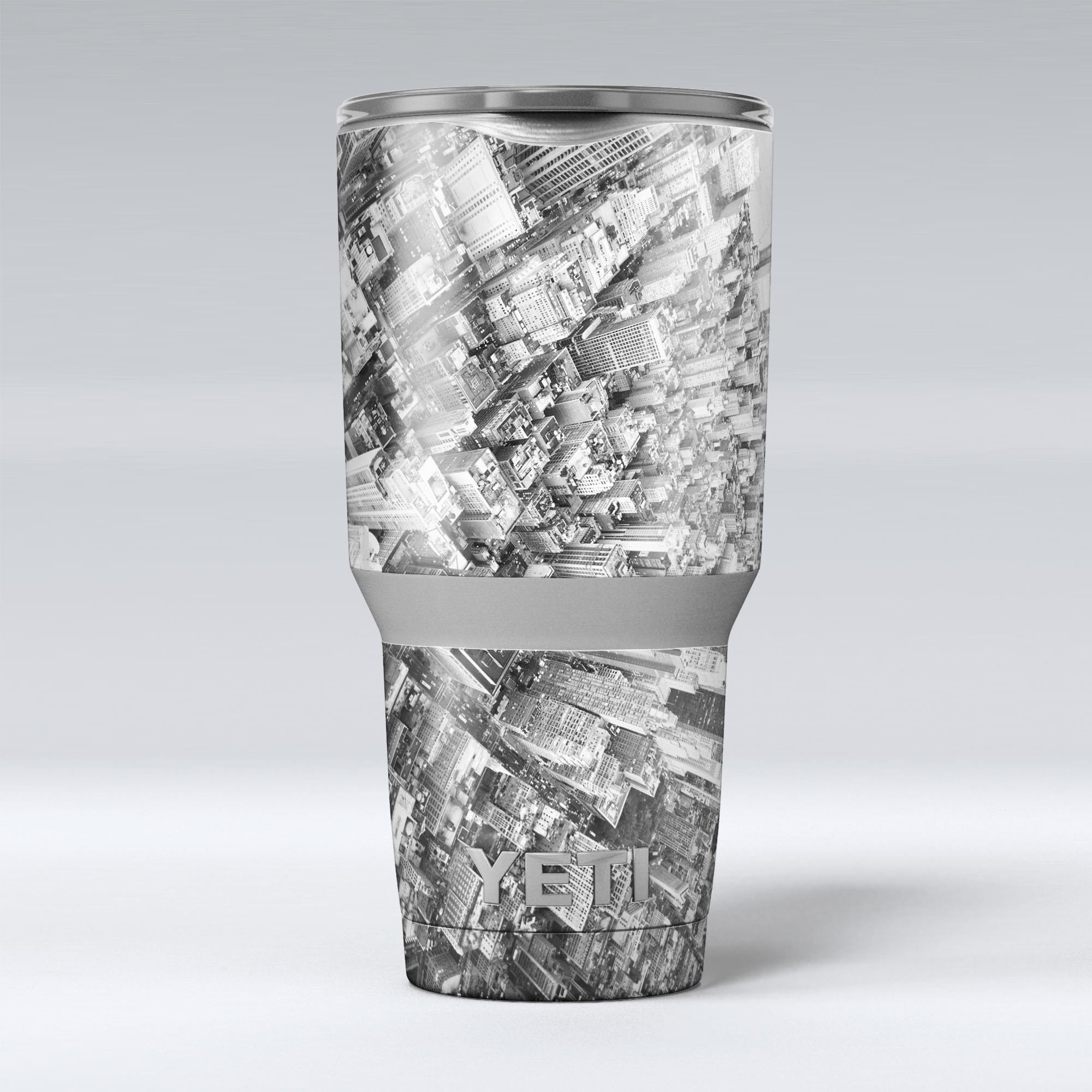 Aerial CityScape Black and White skin decal vinyl wrap kit for Yeti Coolers, showcasing a stylish urban design.