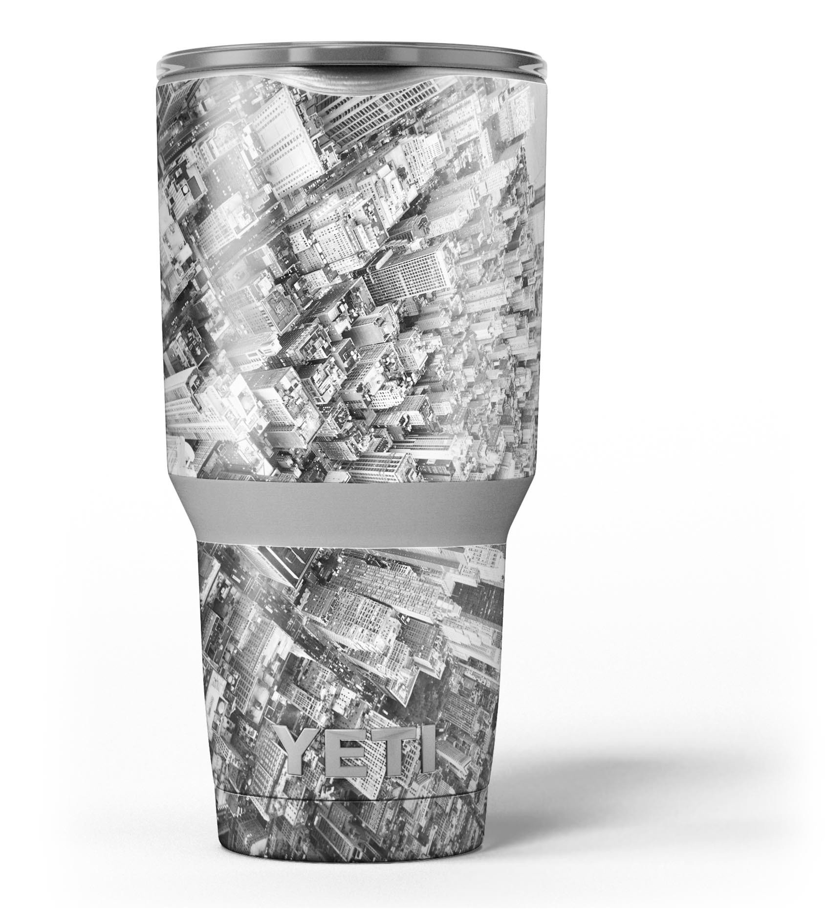 Aerial CityScape Black and White skin decal vinyl wrap kit for Yeti Coolers, showcasing a stylish urban design.