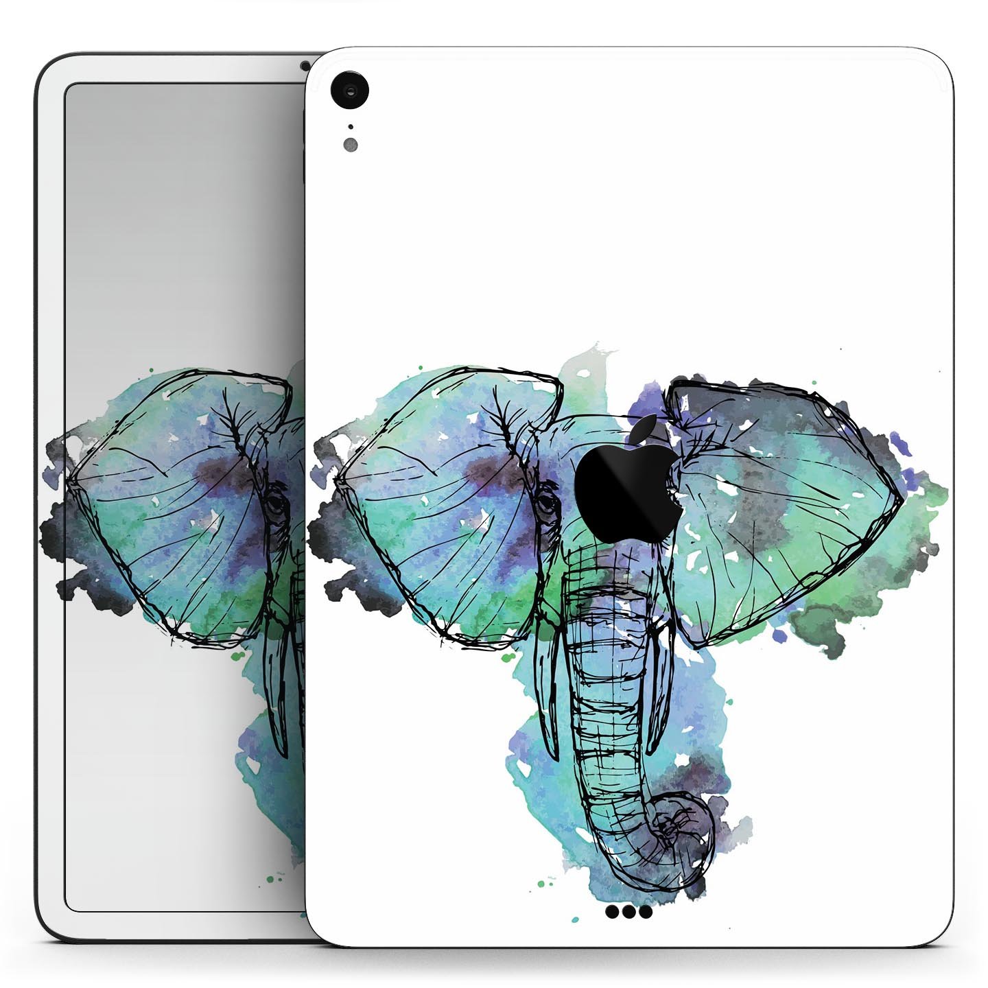 African Sketch Elephant skin decal for Apple iPad Pro, showcasing intricate elephant artwork on a protective layer.