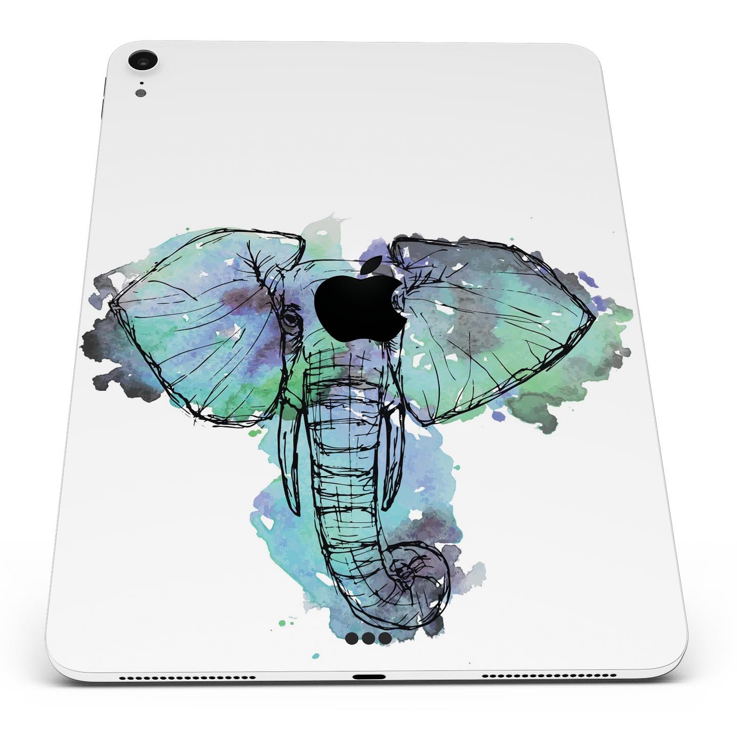 African Sketch Elephant skin decal for Apple iPad Pro, showcasing intricate elephant artwork on a protective layer.