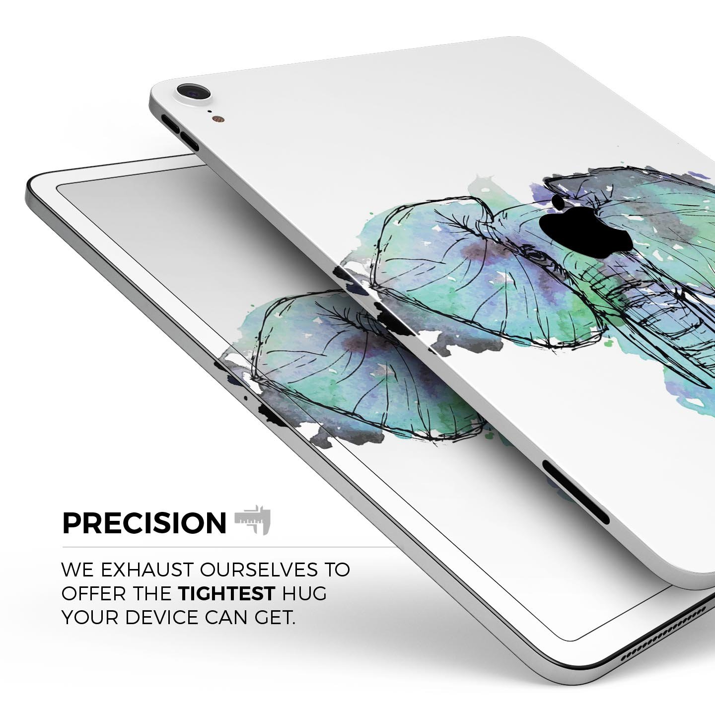 African Sketch Elephant skin decal for Apple iPad Pro, showcasing intricate elephant artwork on a protective layer.