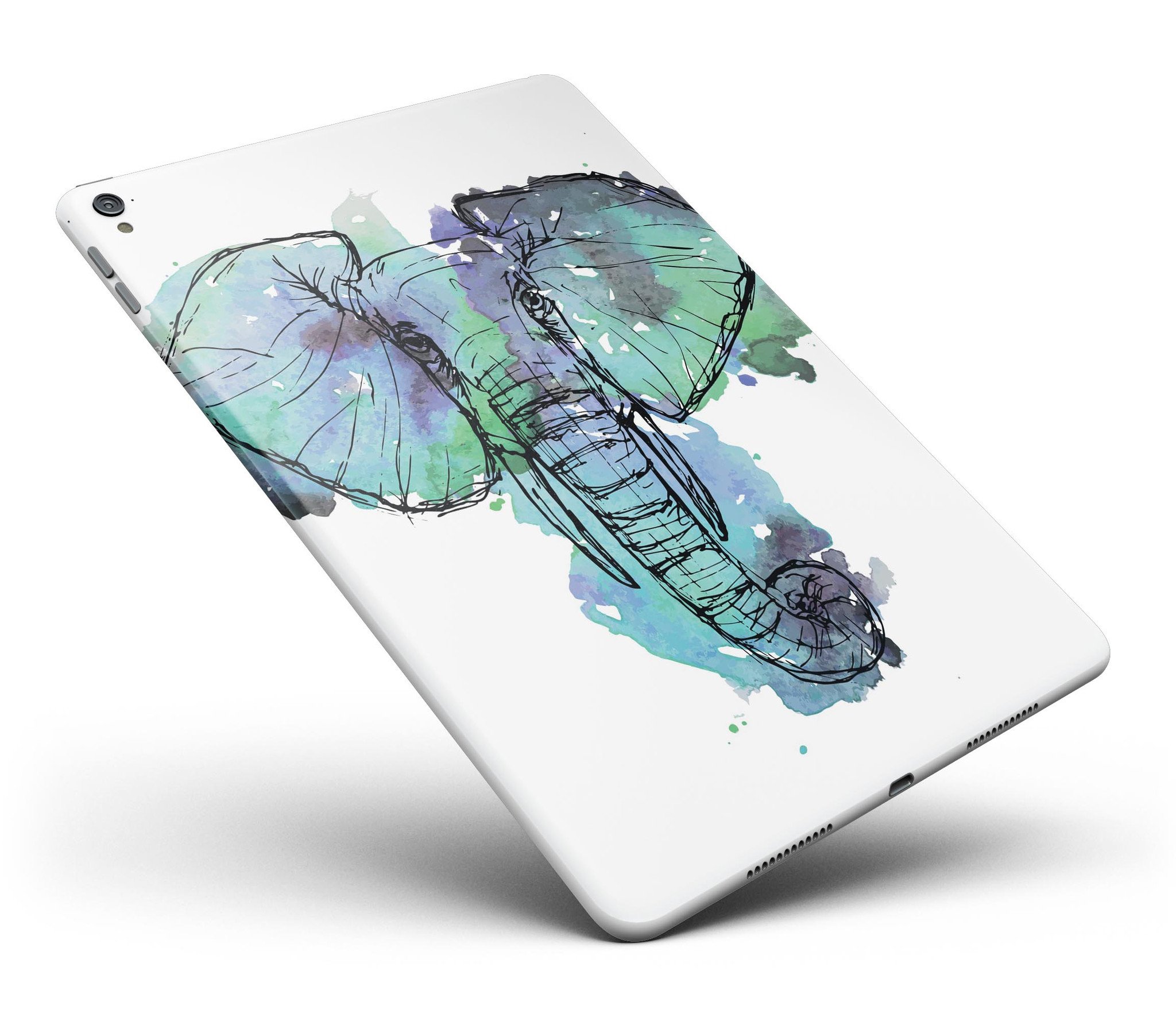 African Sketch Elephant Full Body Skin for iPad Pro, showcasing vibrant design and premium vinyl material.