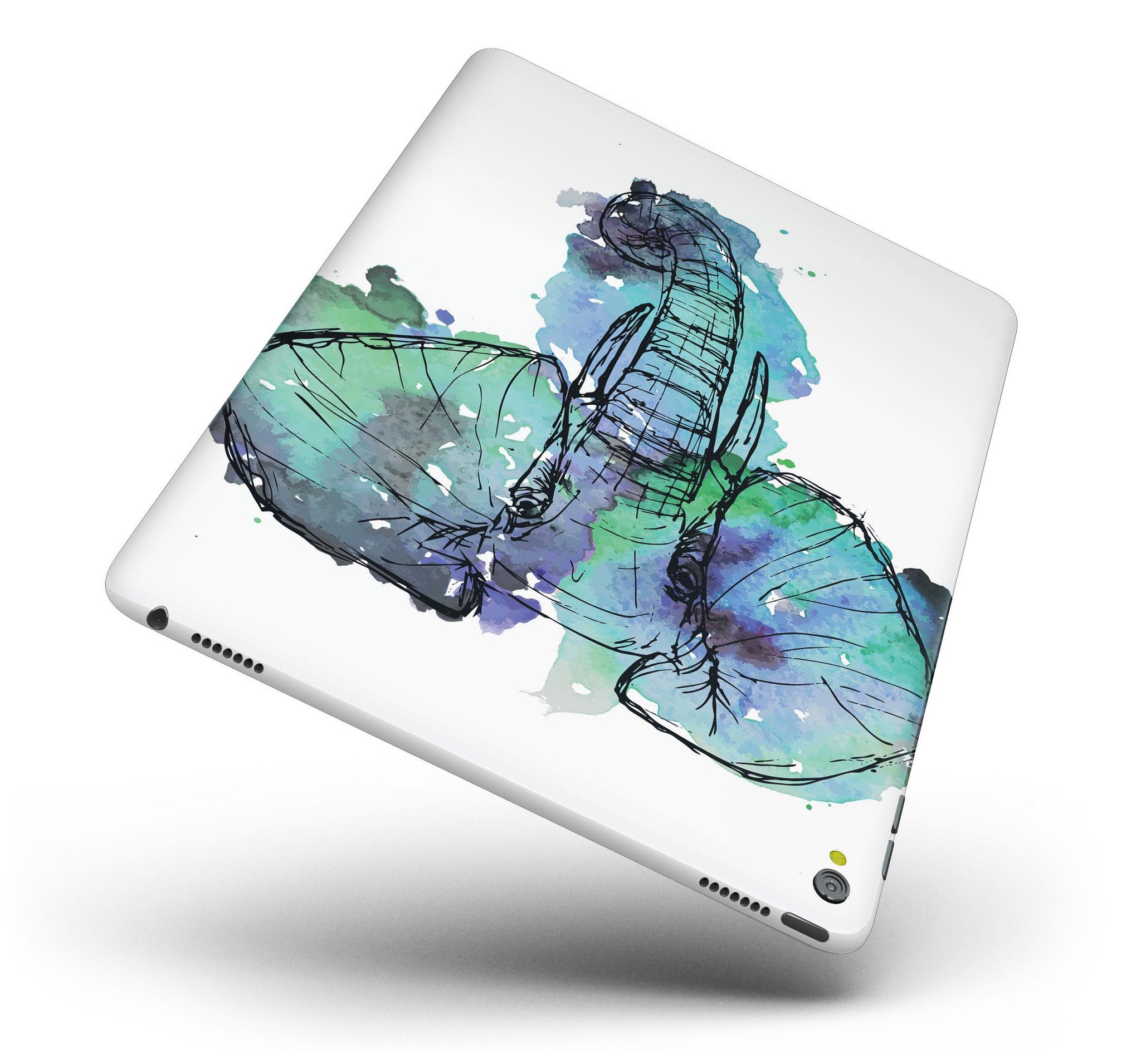 African Sketch Elephant Full Body Skin for iPad Pro, showcasing vibrant design and premium vinyl material.