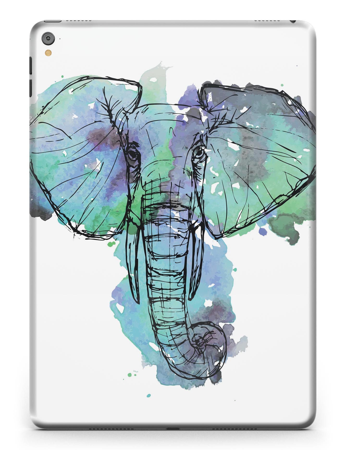 African Sketch Elephant Full Body Skin for iPad Pro, showcasing vibrant design and premium vinyl material.