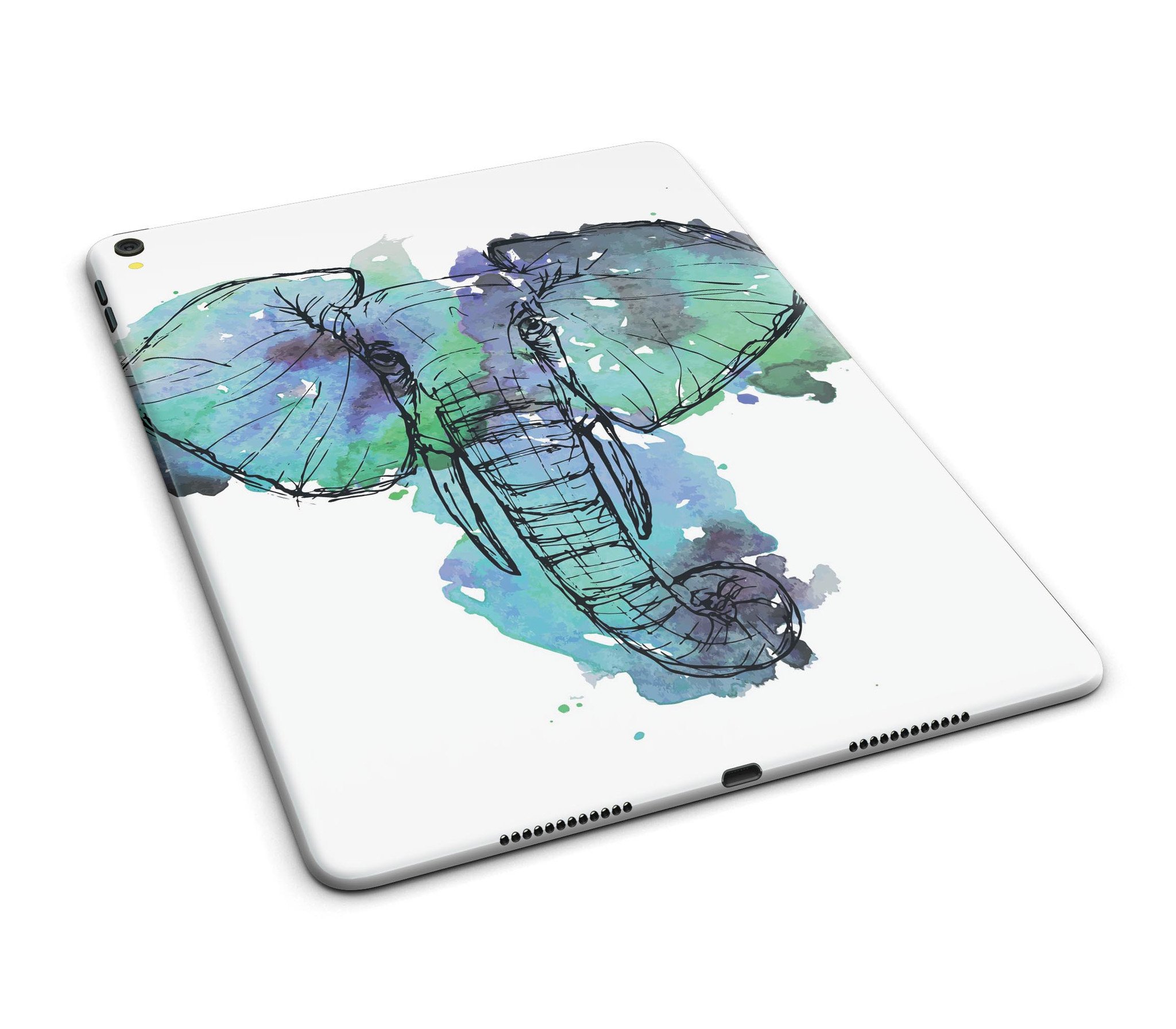 African Sketch Elephant Full Body Skin for iPad Pro, showcasing vibrant design and premium vinyl material.
