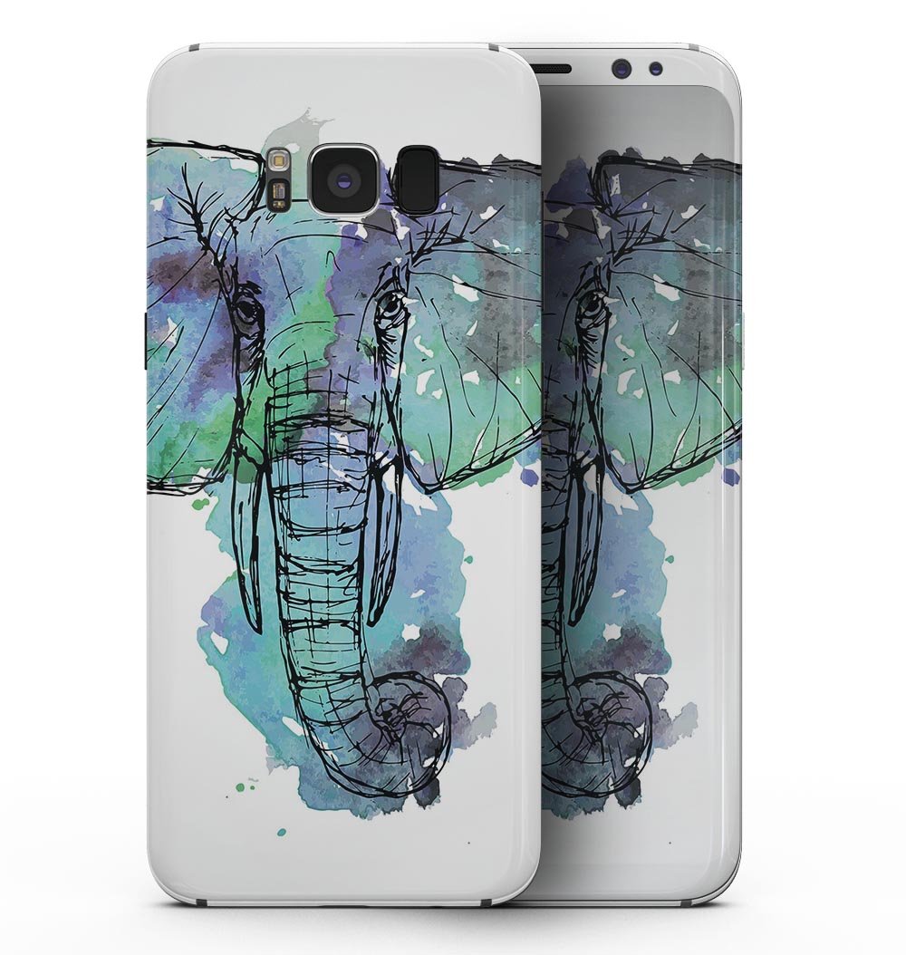 Samsung Galaxy S8 with African Sketch Elephant full-body skin, showcasing vibrant design and sleek fit.