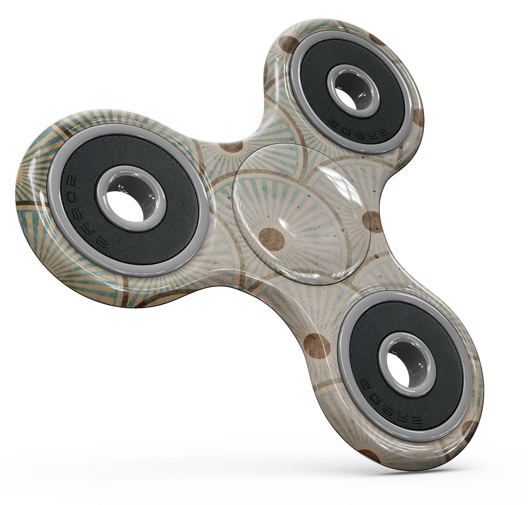 Aged Aqua SemiCircles fidget spinner skin with polka dots, showcasing vibrant colors and a unique design.