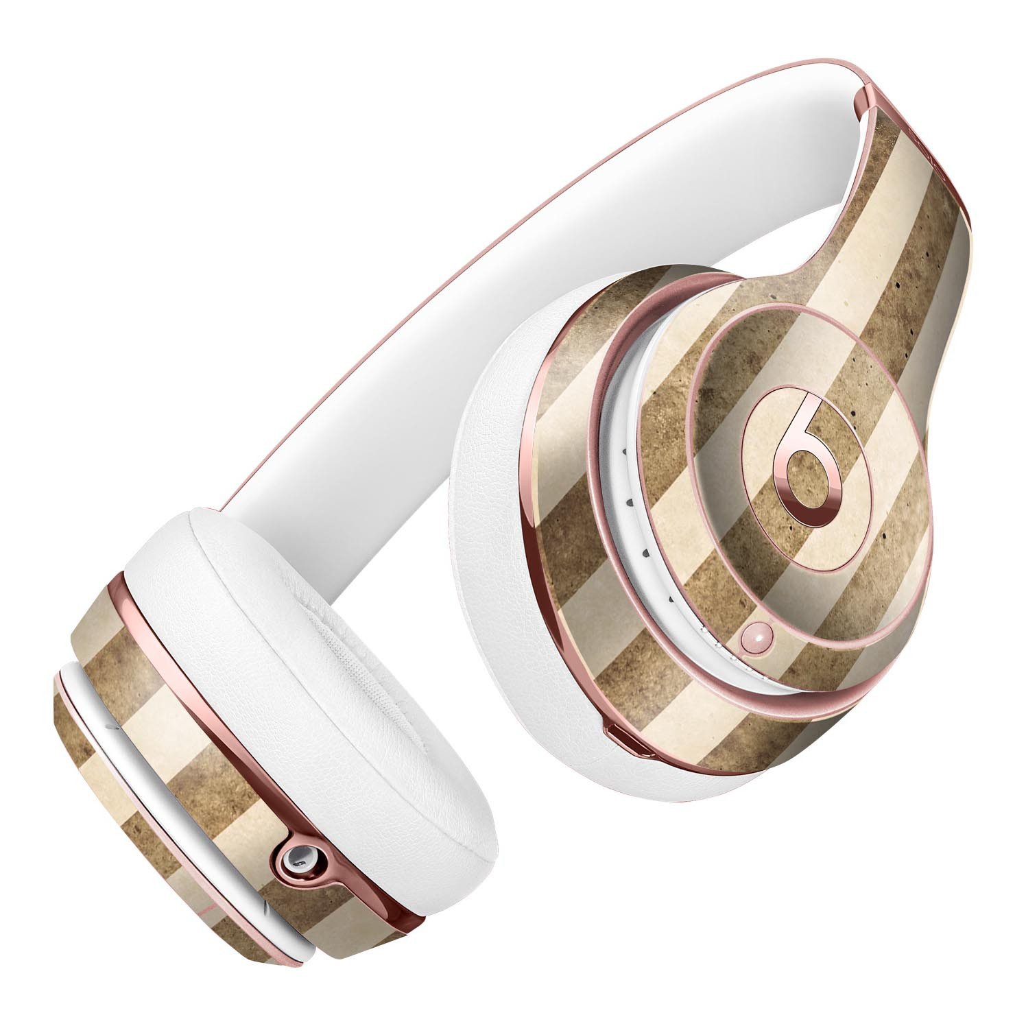 Aged Brown and Grunge Vertical Stripes Skin Kit for Beats by Dre Solo 3 Wireless Headphones, showcasing a stylish design and premium vinyl material.