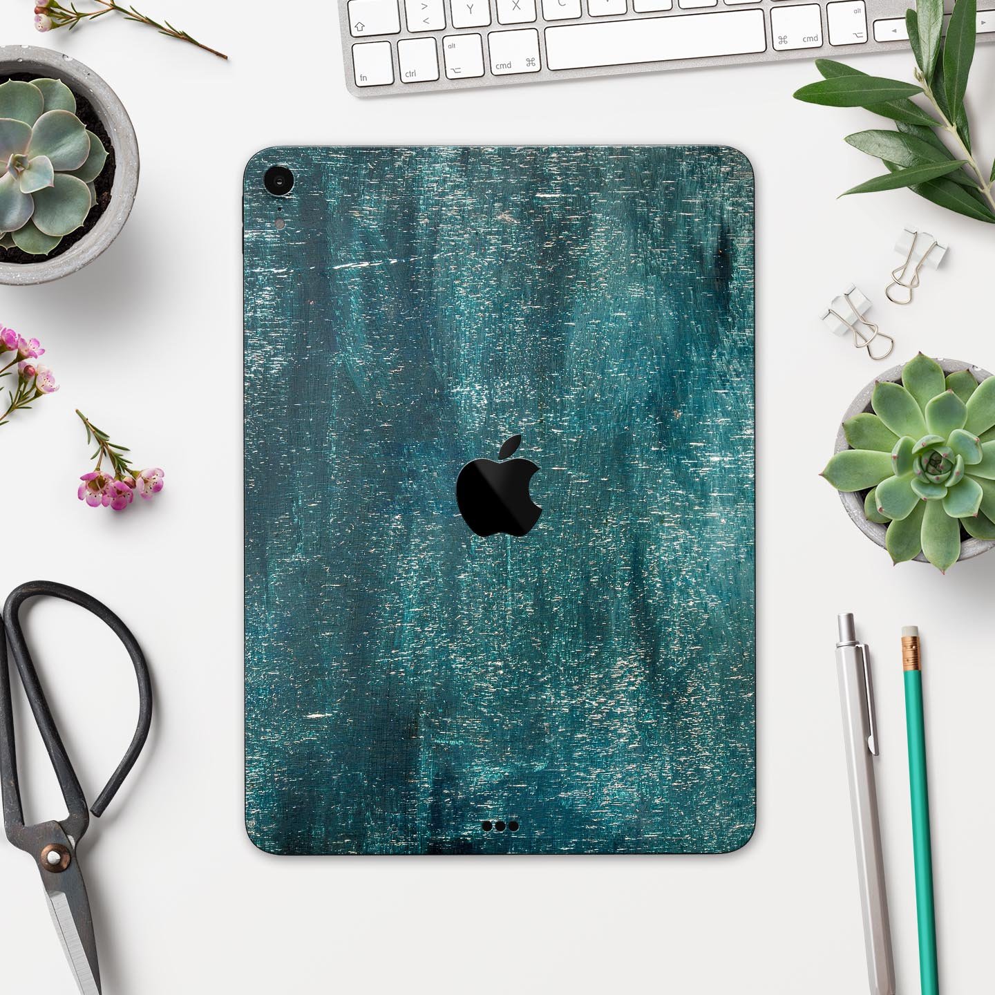 Aged Green Paint Surface Full Body Skin Decal for Apple iPad Pro, showcasing a stylish design and premium quality materials.