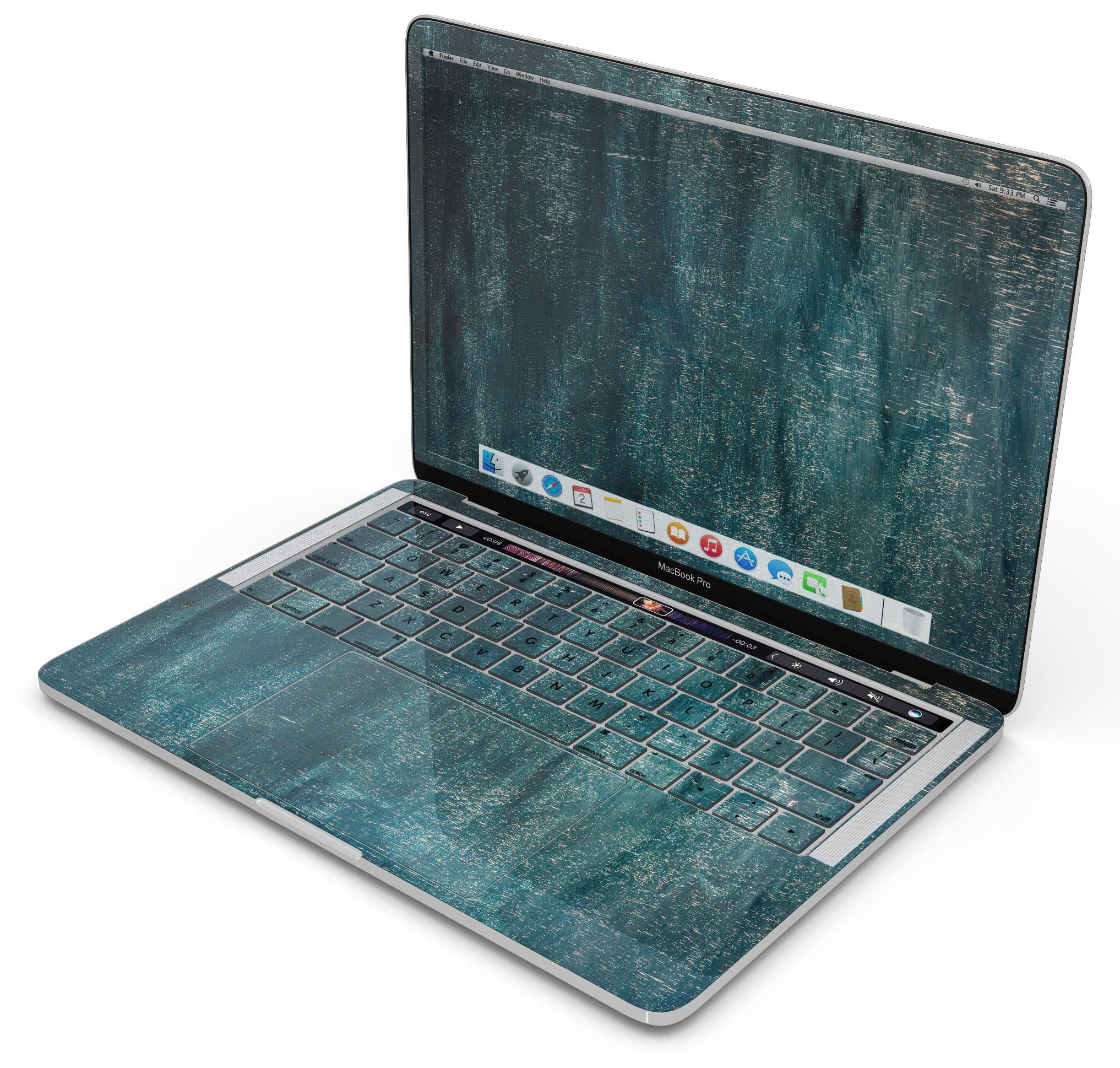 Aged Green Paint Surface skin decal wrap kit for MacBook, showcasing a stylish design with a premium vinyl finish.