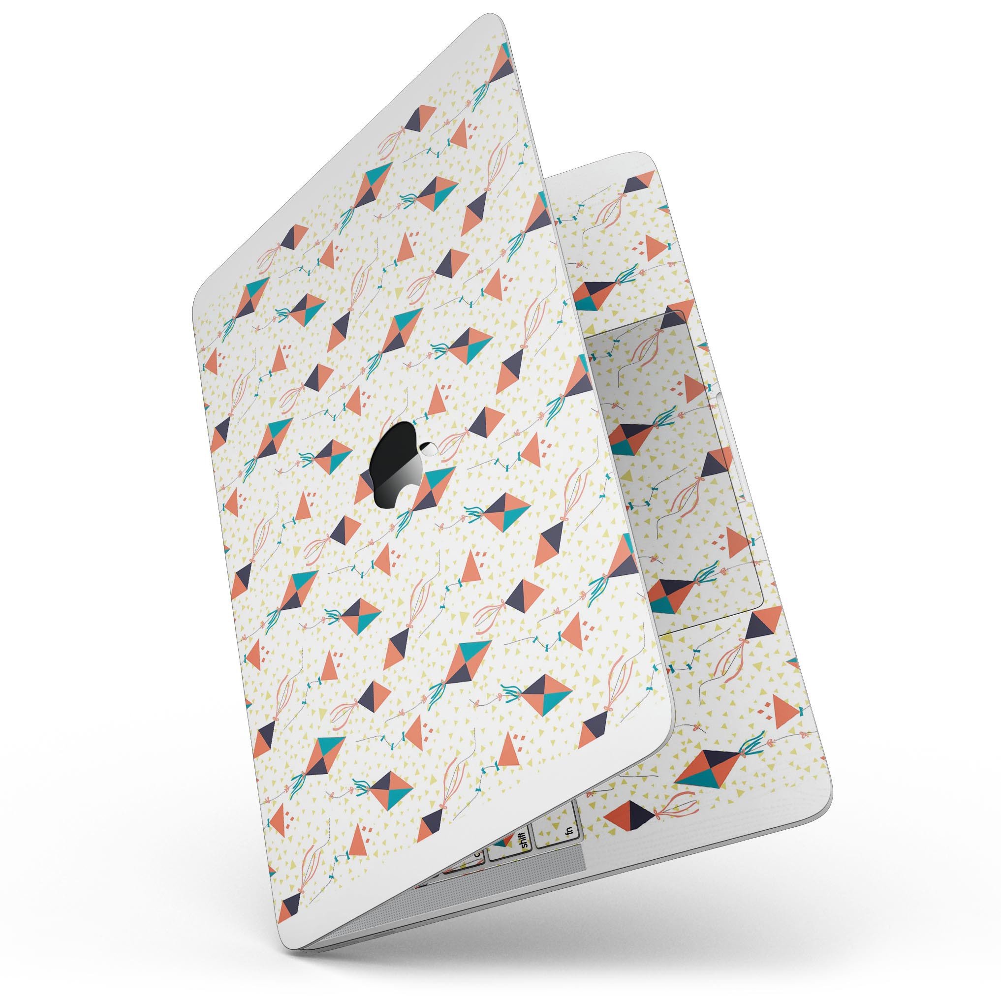 Colorful All Over Flying Kites Pattern skin for 13" MacBook Pro without Touch Bar, showcasing vibrant kites against a sleek background.