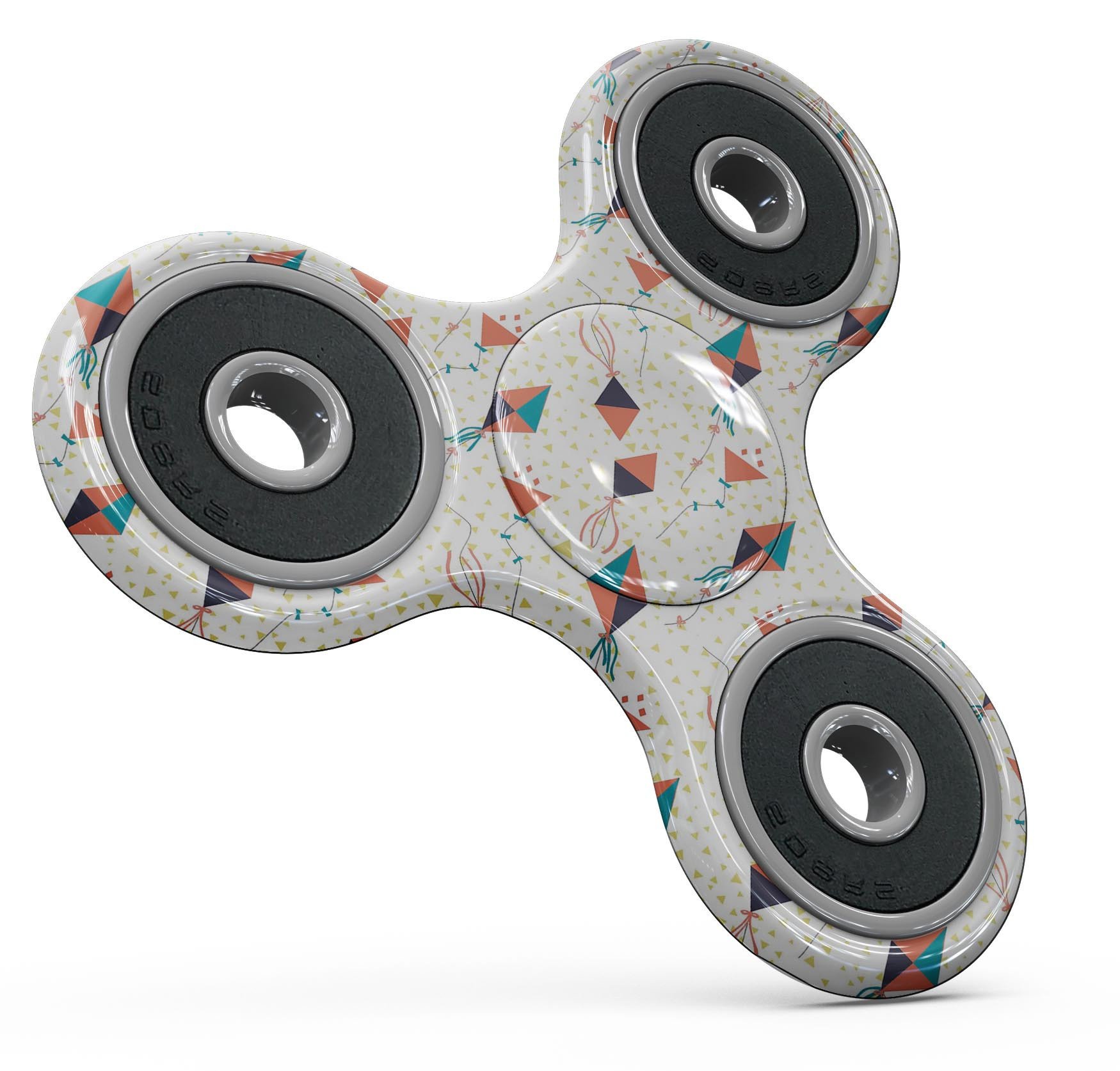 All Over Flying Kites Pattern Full-Body Fidget Spinner Skin-Kit showcasing vibrant colors and design.