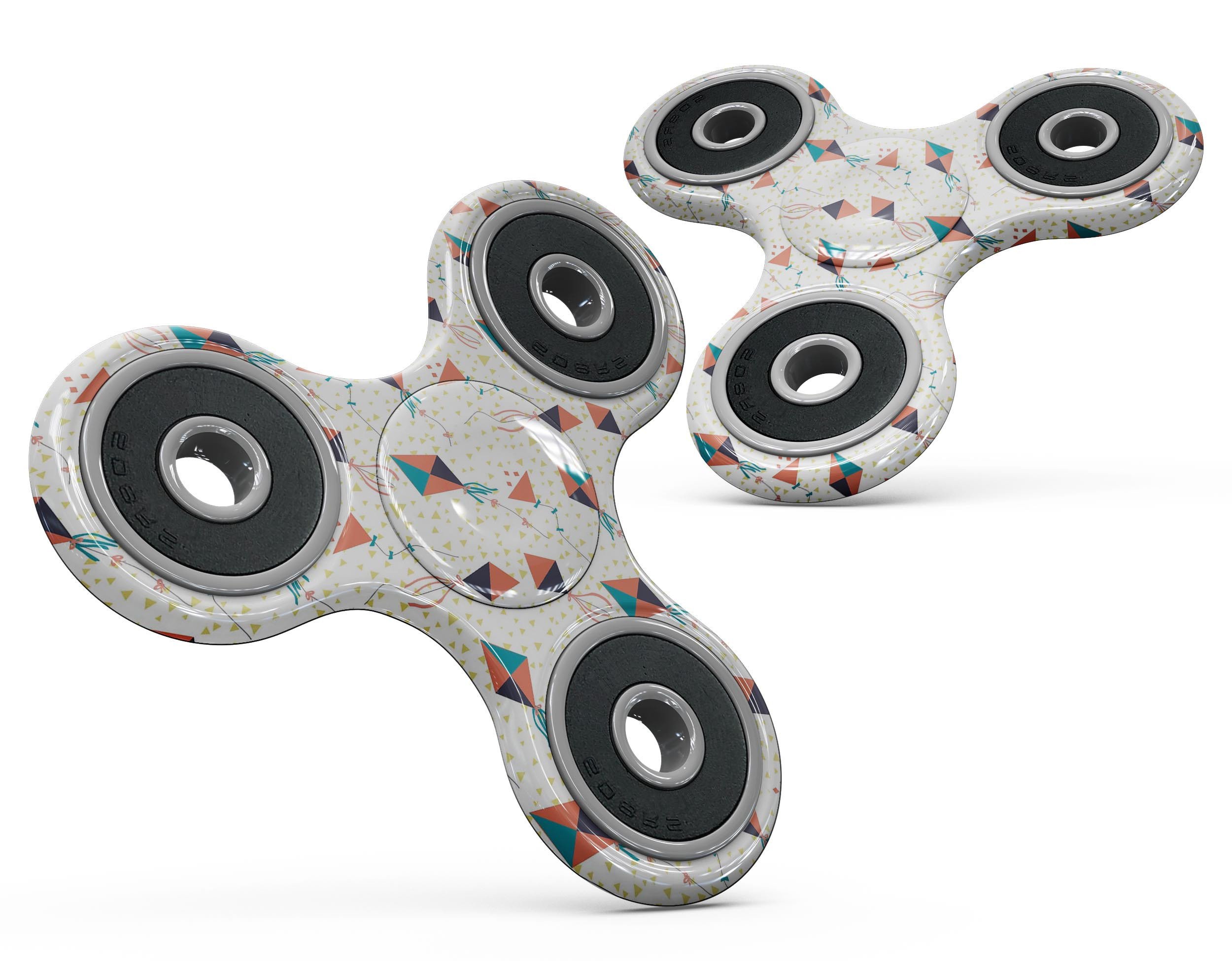 All Over Flying Kites Pattern Full-Body Fidget Spinner Skin-Kit showcasing vibrant colors and design.