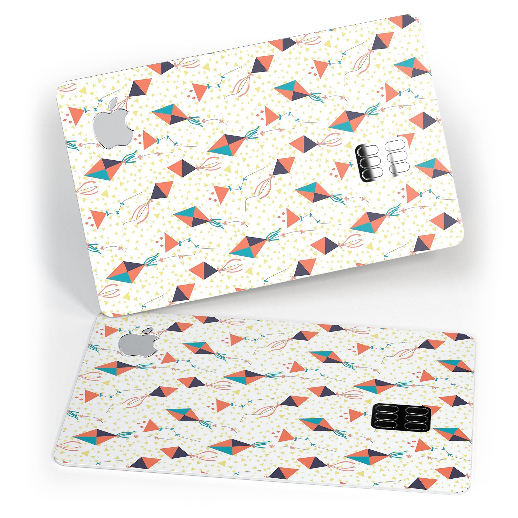 All Over Flying Kites Pattern decal skin for Apple Card, showcasing vibrant colors and a protective design.