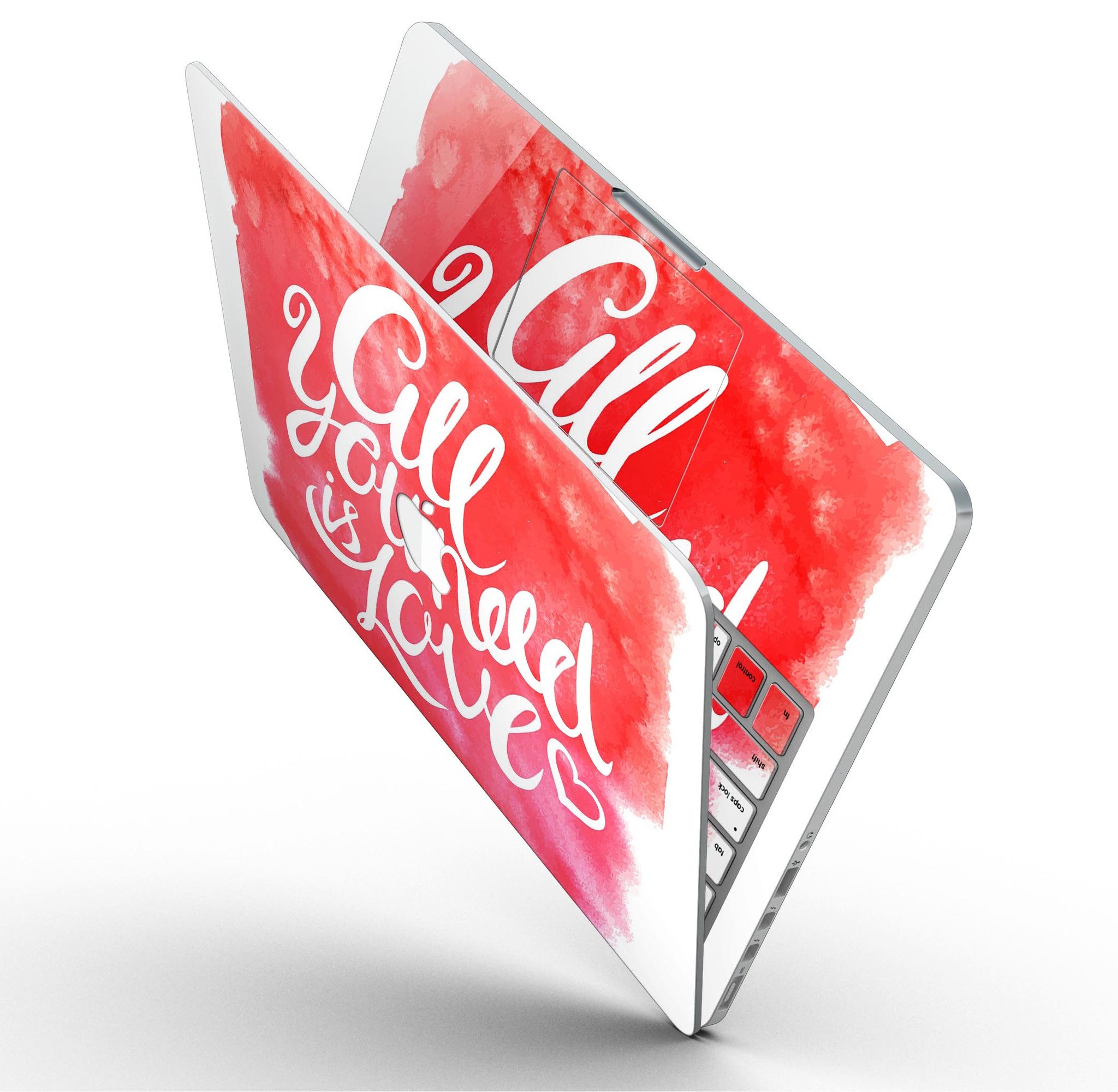 Stylish 'All You Need is Love' skin for MacBook Pro with Retina Display, showcasing vibrant design and premium vinyl material.