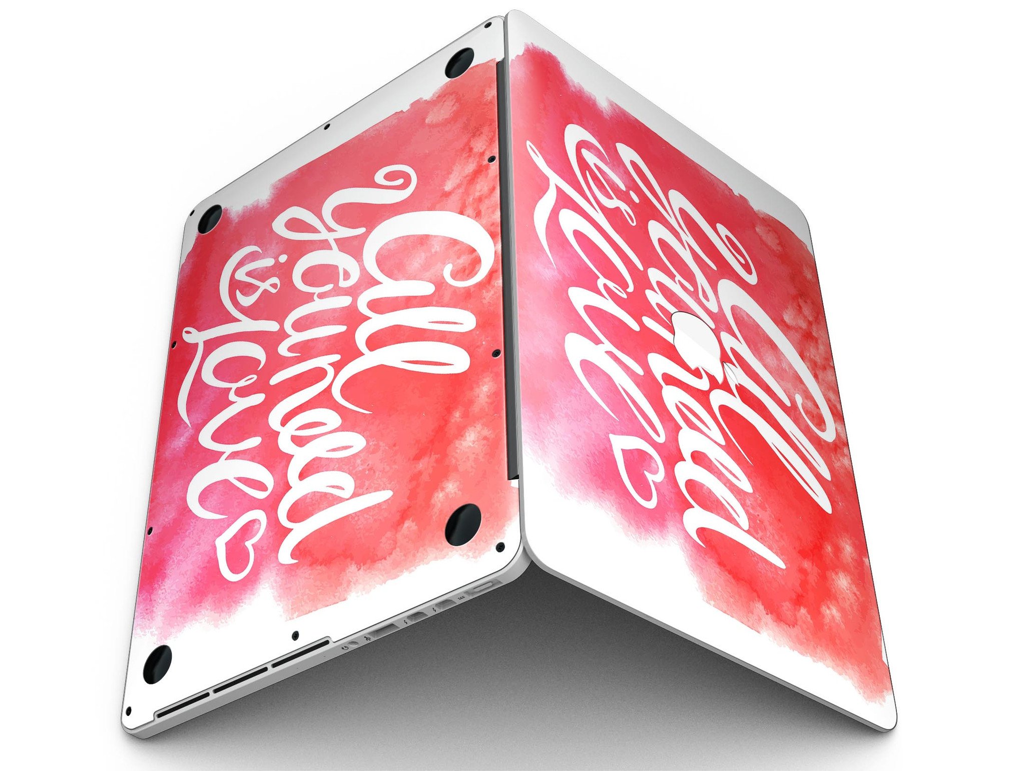 Stylish 'All You Need is Love' skin for MacBook Pro with Retina Display, showcasing vibrant design and premium vinyl material.