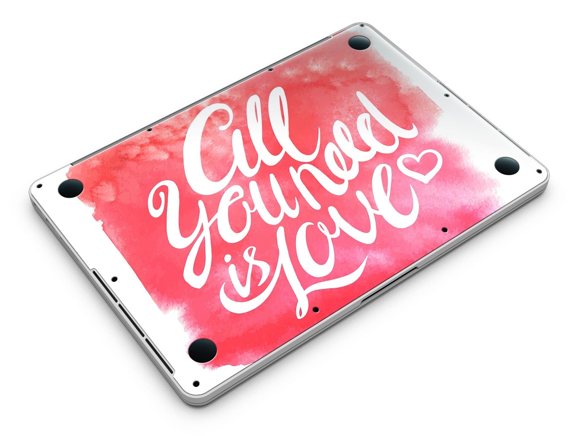 Stylish 'All You Need is Love' skin for MacBook Pro with Retina Display, showcasing vibrant design and premium vinyl material.