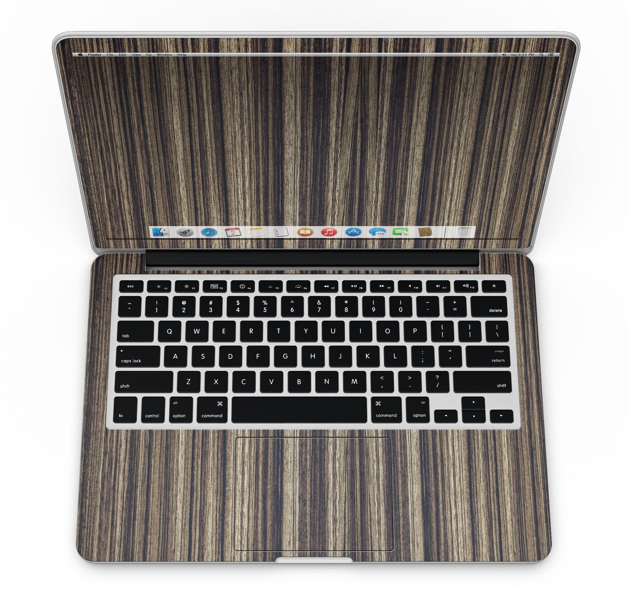 Luxurious Textured Wood Kit for 13" MacBook Pro, showcasing elegant wood finishes and precision-cut design.