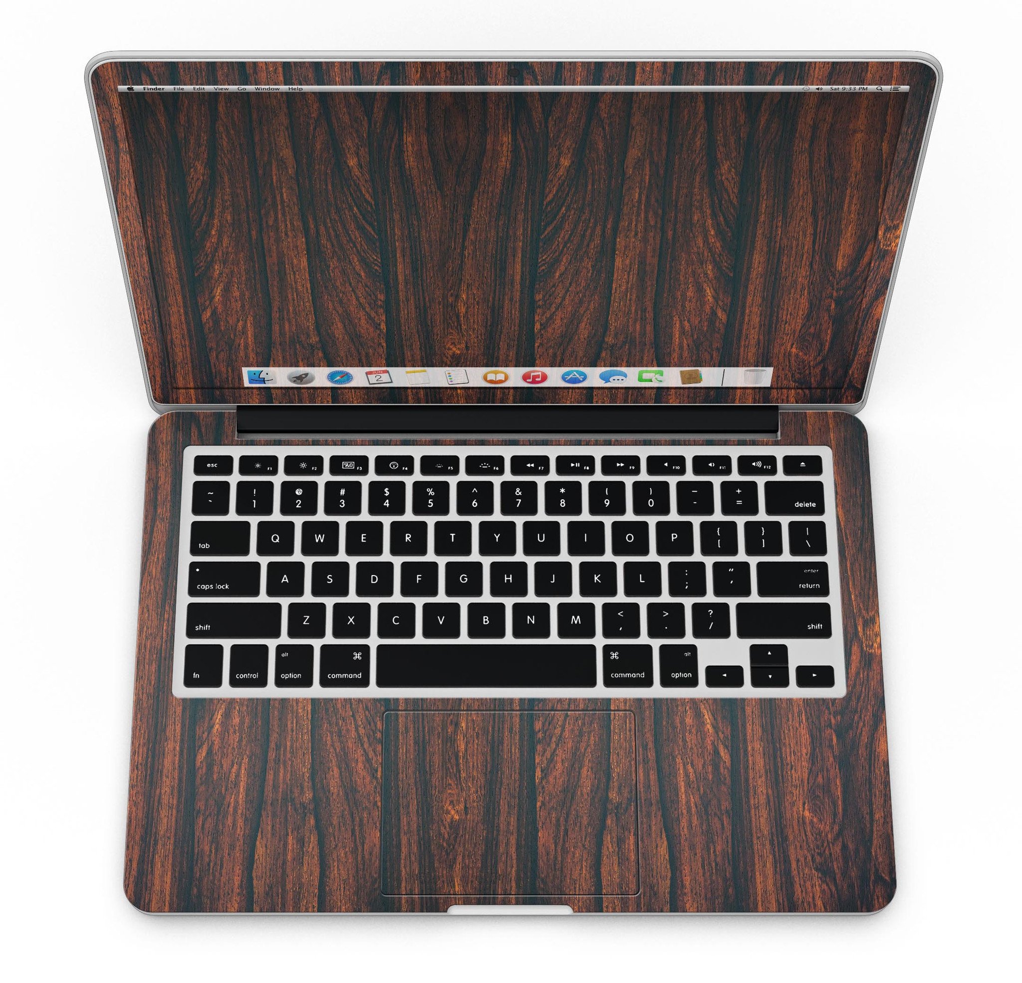 Luxurious Textured Wood Kit for 13" MacBook Pro, showcasing elegant wood finishes and precision-cut design.
