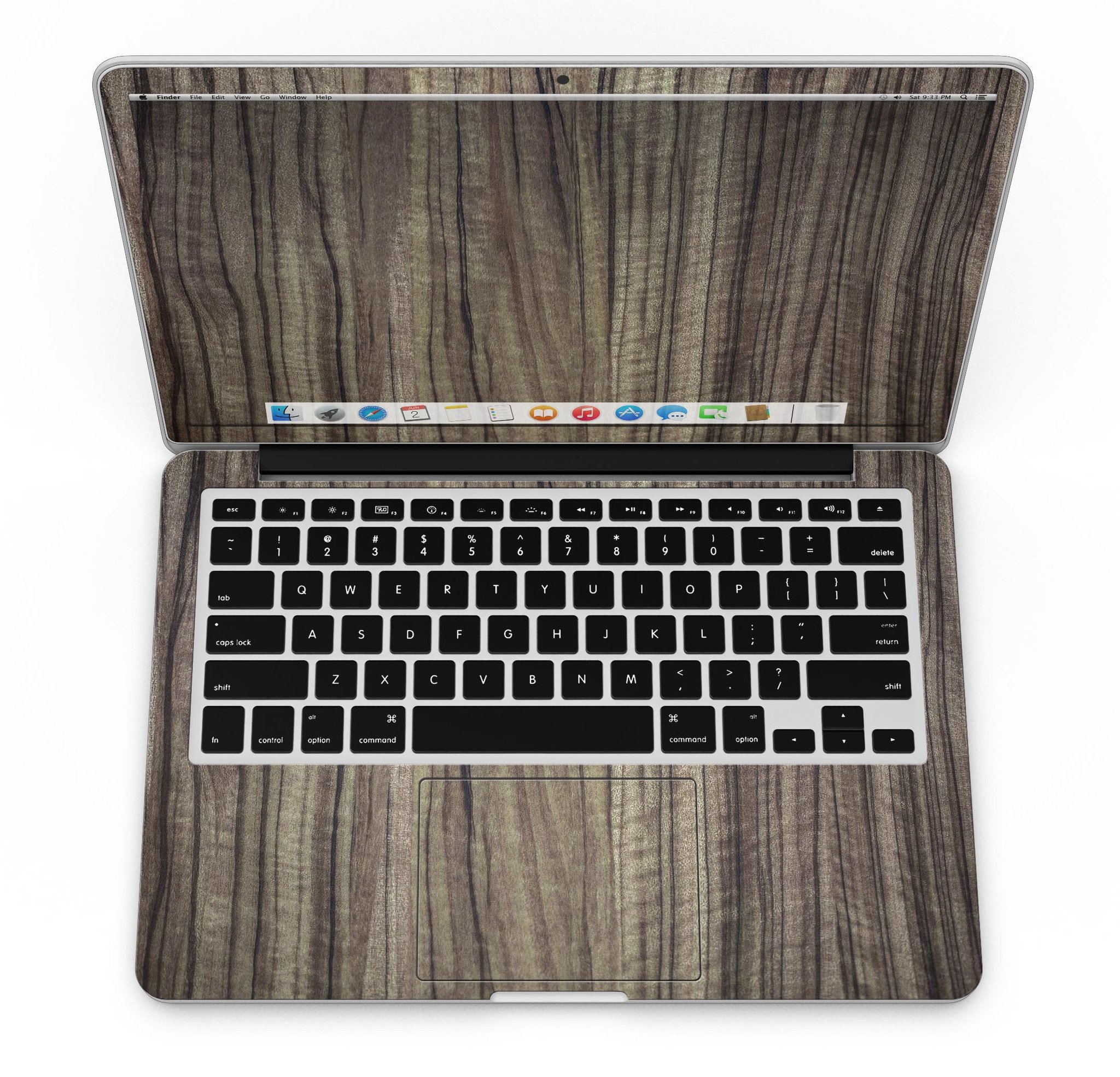 Luxurious Textured Wood Kit for 13" MacBook Pro, showcasing elegant wood finishes and precision-cut design.