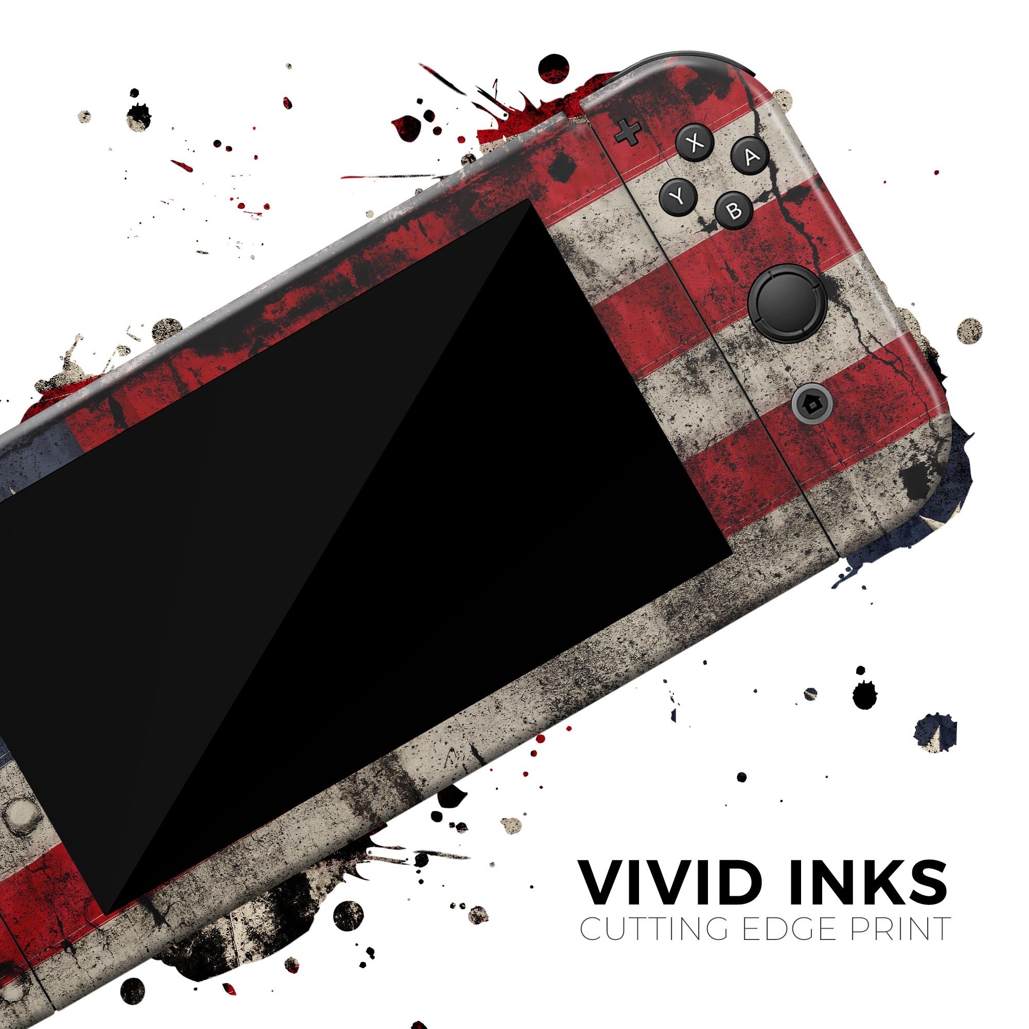 American Distressed Flag Panel skin decal wrap for Nintendo Switch, showcasing a vibrant design with a matte finish.